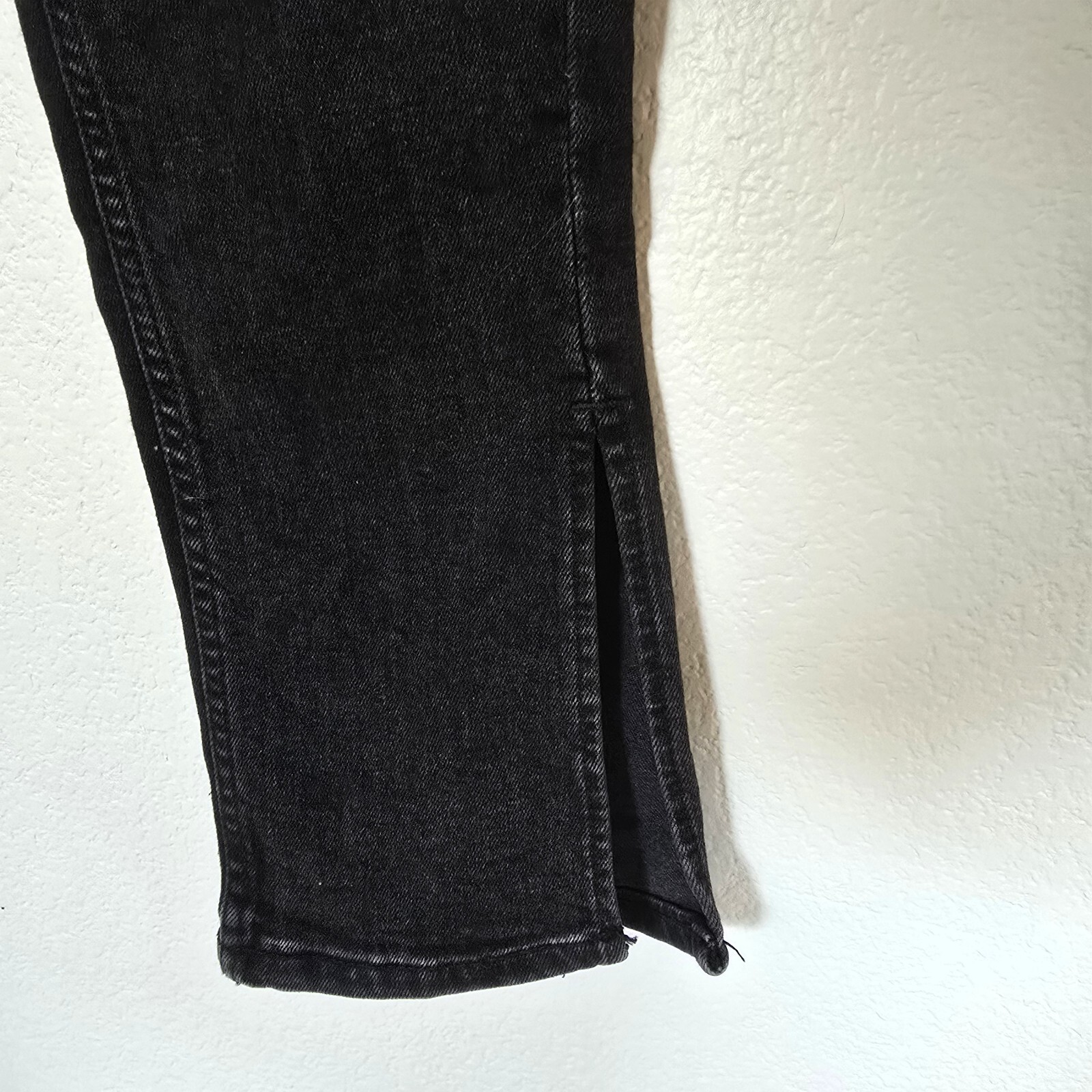Zara Womens 2 Black High Rise Skinny Jeans Split Hem Stretch Denim Pants