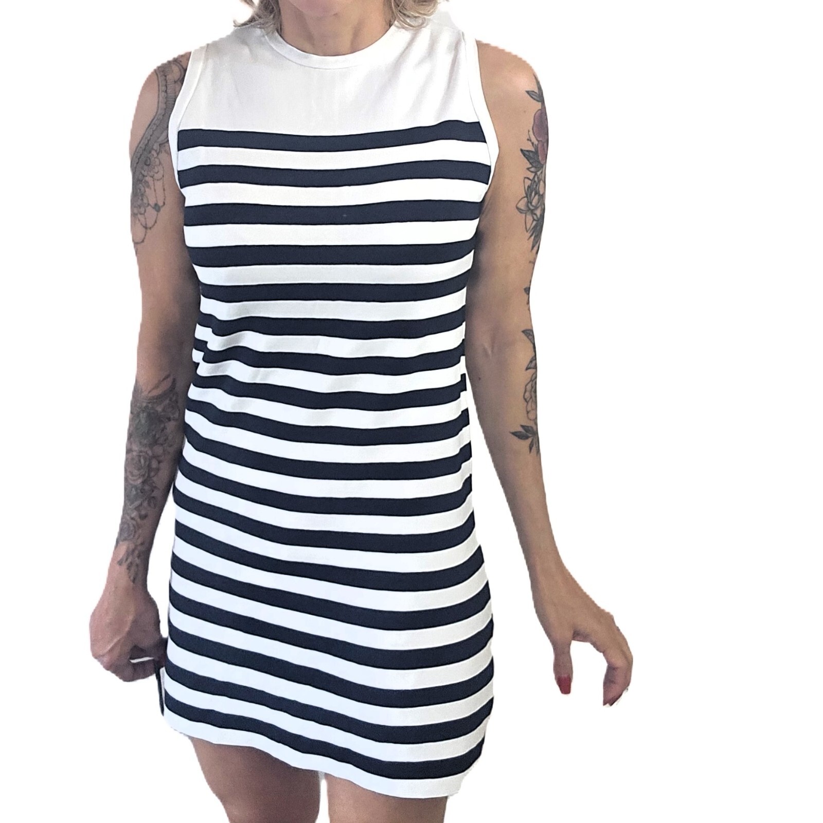 ZARA Women’s Mini Dress - Striped Black & White, Size S