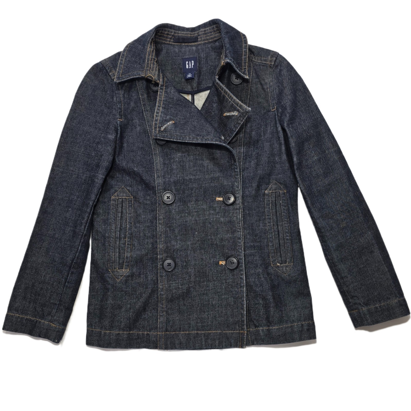 Gap Women’s Double-Breasted Denim Jacket Blazer XS Medium Wash Blue