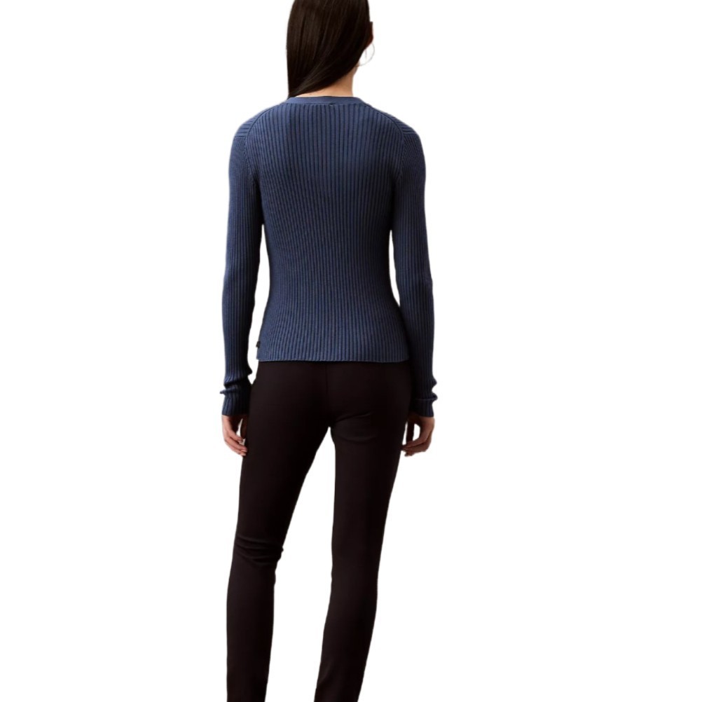 Calvin Klein Women’s Ribbed Cotton Cardigan Sweater Navy Blue Size M