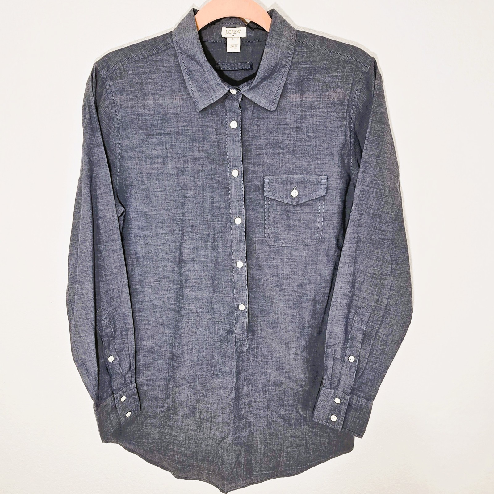 J.Crew Factory Chambray Tunic Top Women’s Size S Light Blue Cotton