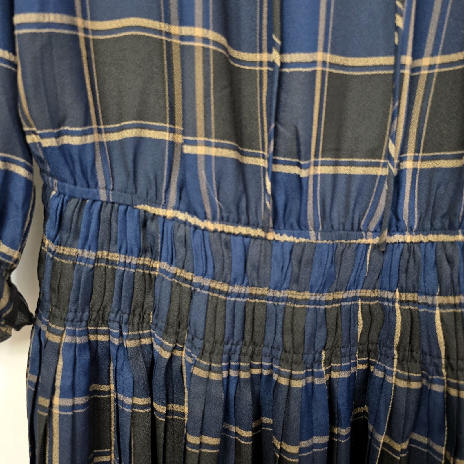 Current Air Black & Navy Plaid Ruffled Chiffon Mini Dress, Size S