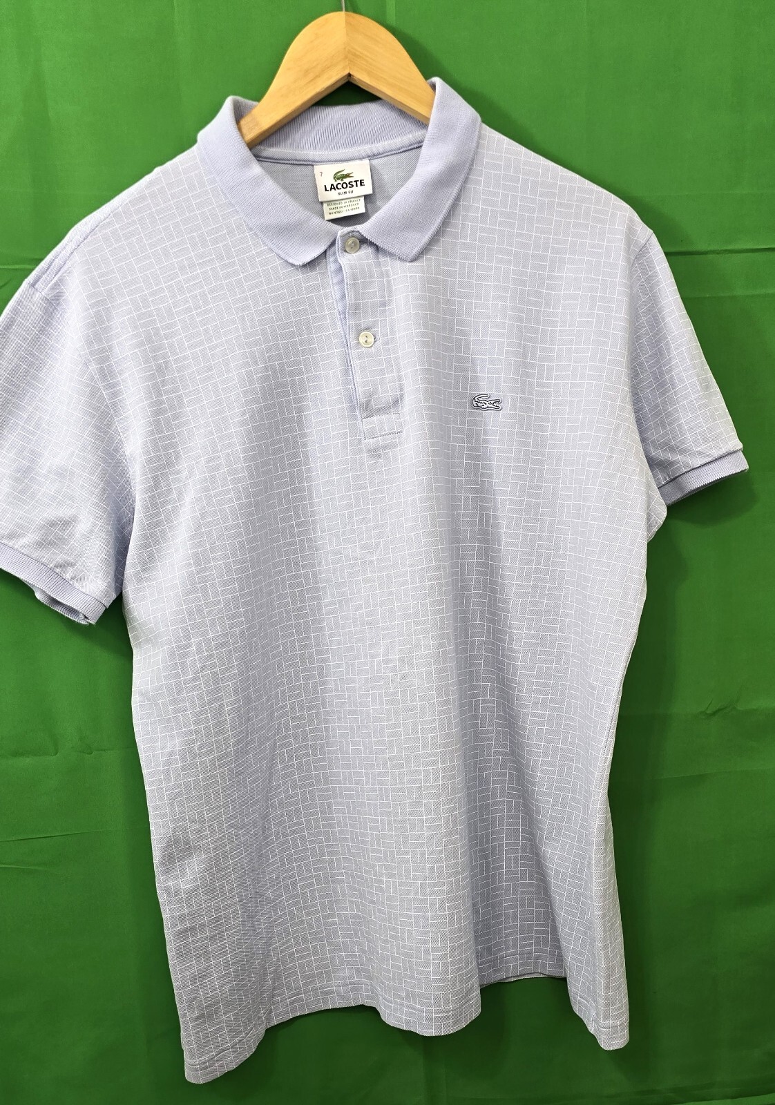 Mens Lacoste Polo Short Sleeve Golf Shirt Light Blue Cotton Size 7 (L) Classic
