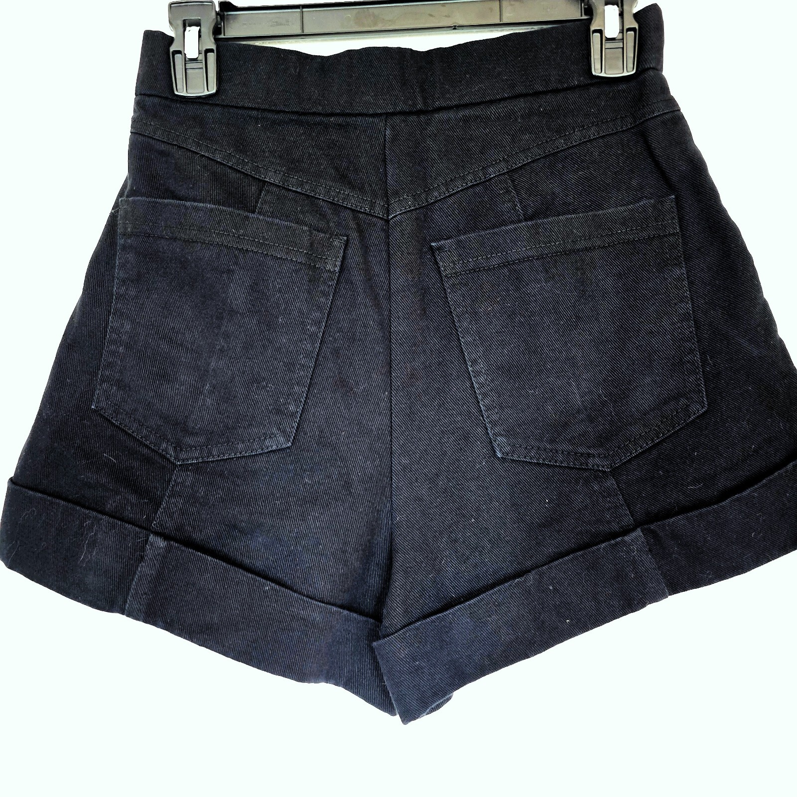 Zara Women's Black High-Waist Paperbag Shorts S 100% Cotton Pleated