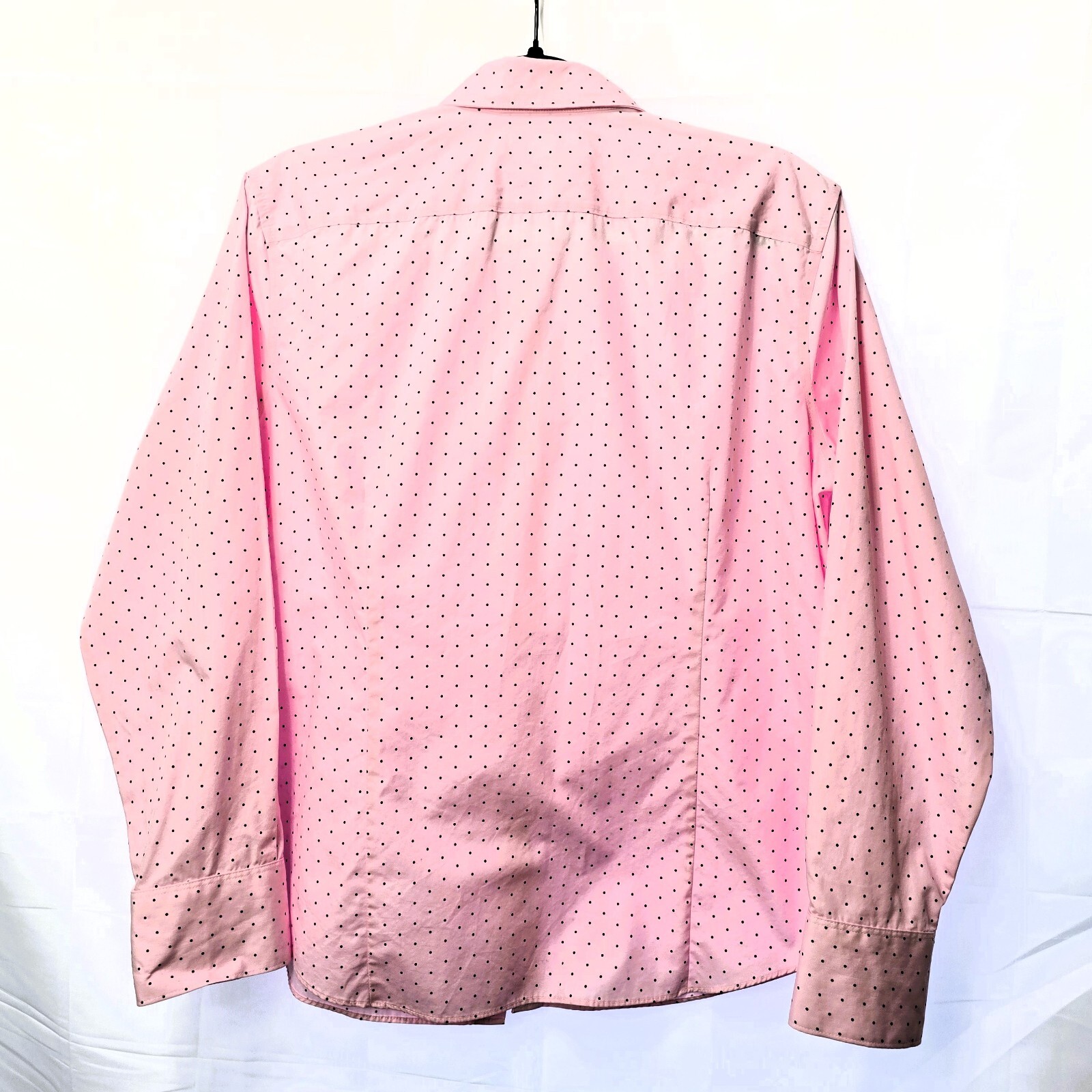 Lands' End Women's No Iron Shirt – Pink/Brown Polka Dots – Size 16P