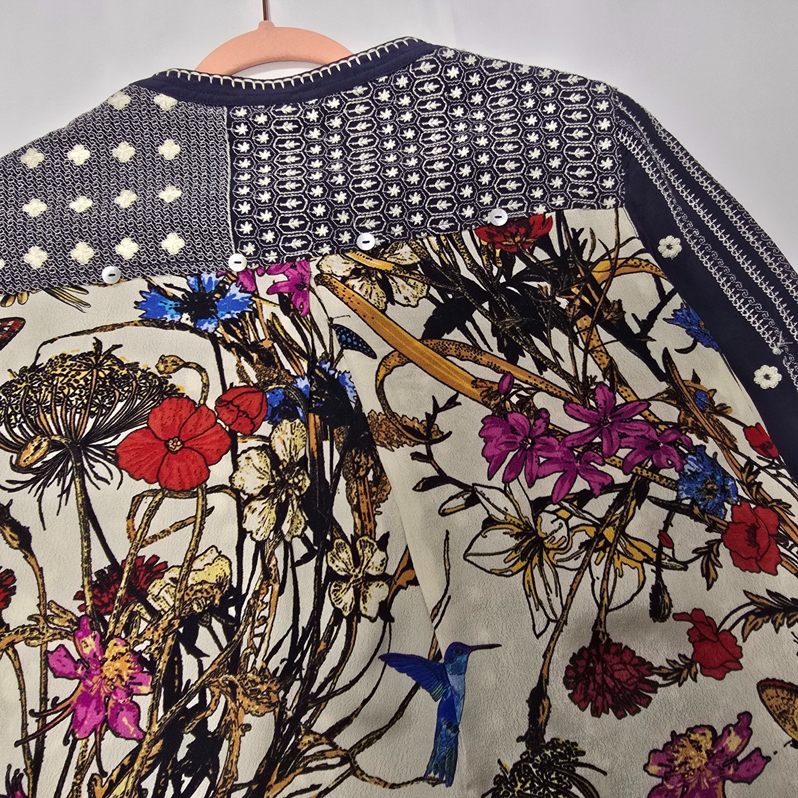 John Mark Women's Floral Embroidered Back Detail Long Sleeve Top S