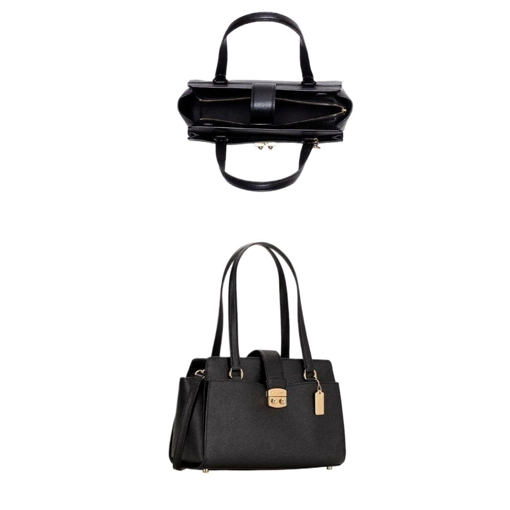 Coach Avary Carryall in Black Crossgrain Leather with Gold-Tone Hardware