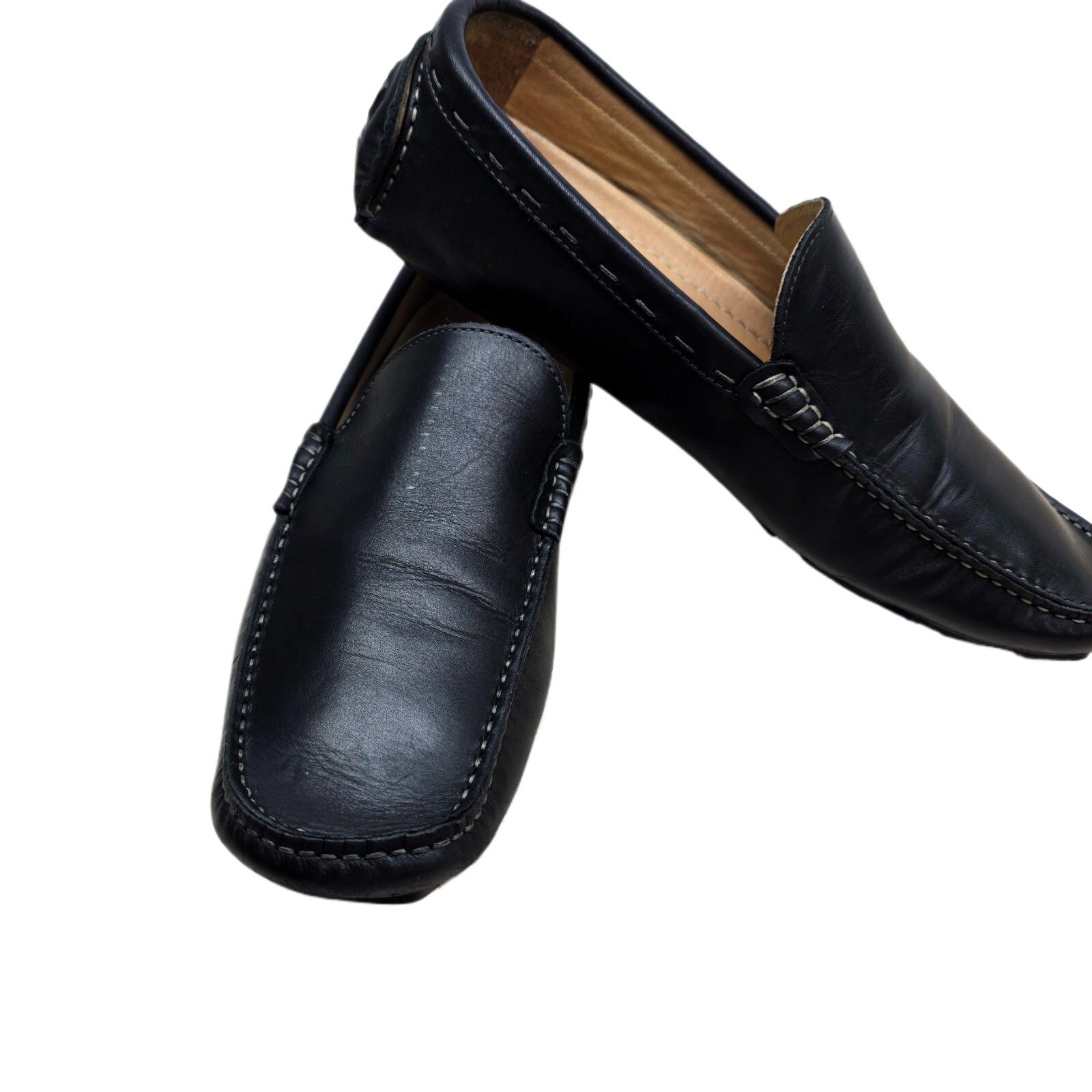 Simone Mariotti Men's Black Pebbled Leather Driving Loafers EUR 41 – Handmade IT
