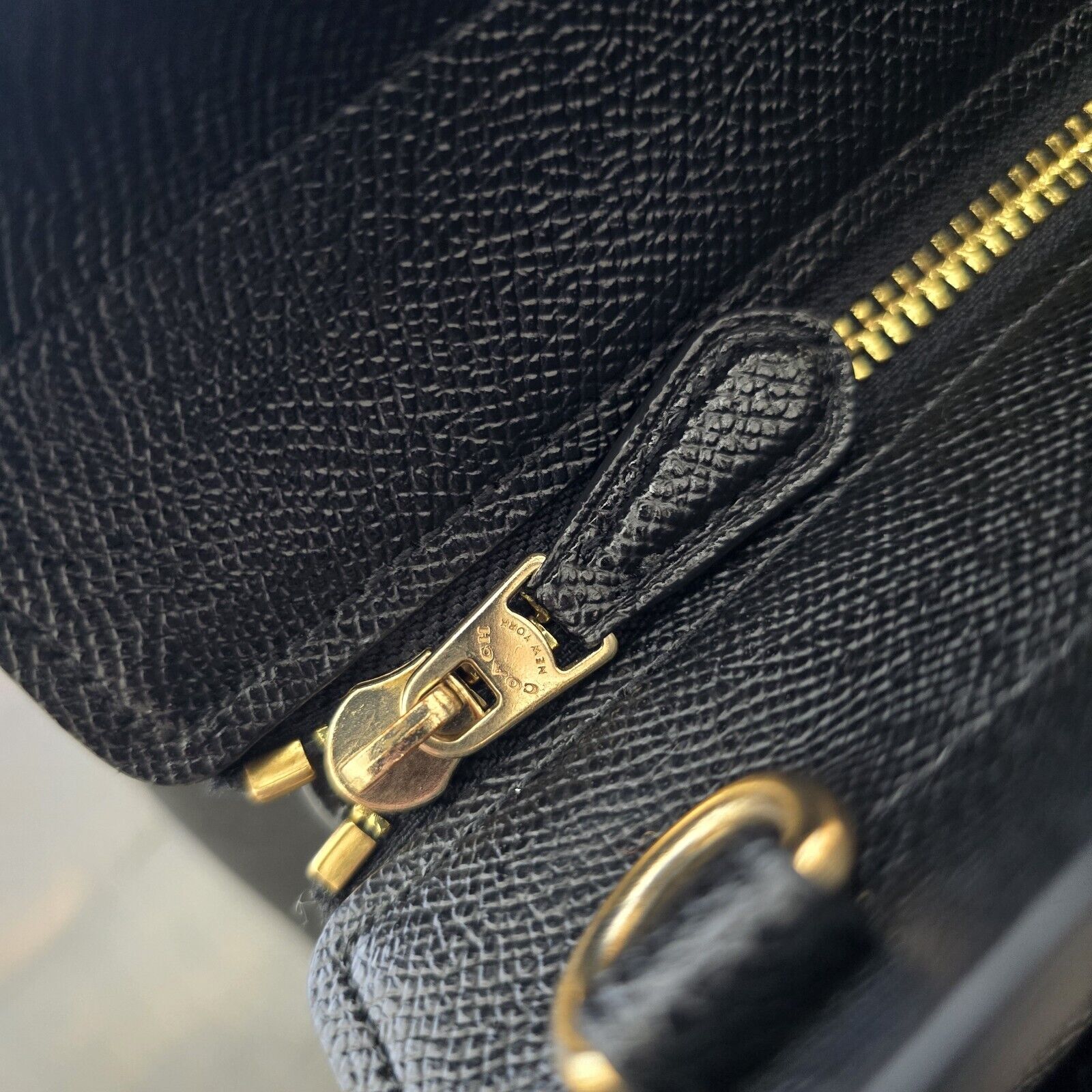 Coach Avary Carryall in Black Crossgrain Leather with Gold-Tone Hardware
