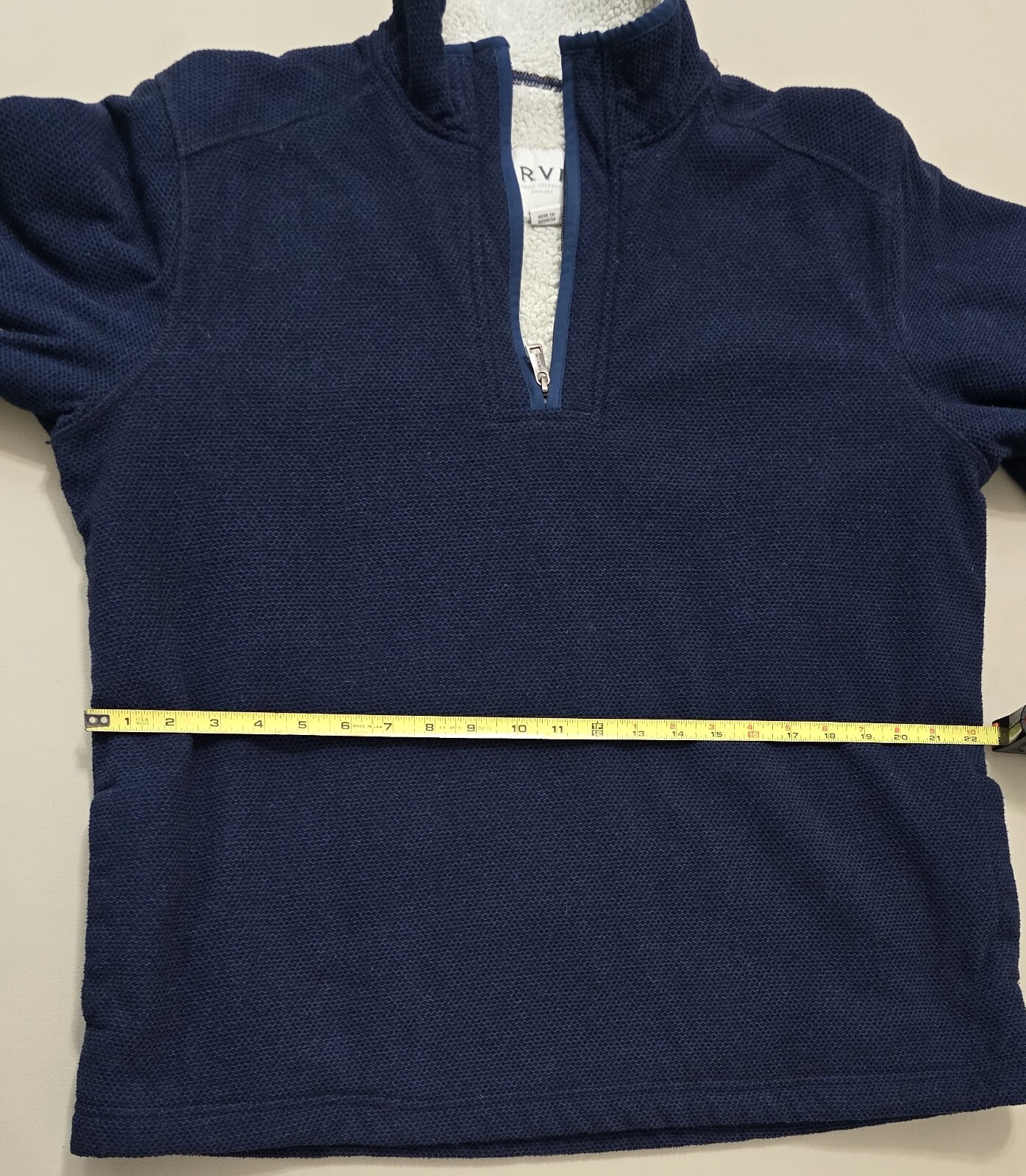 Orvis Men’s Sweater - Size Large, Dark Blue, Sherpa-Lined 1/4 Zip Pullover