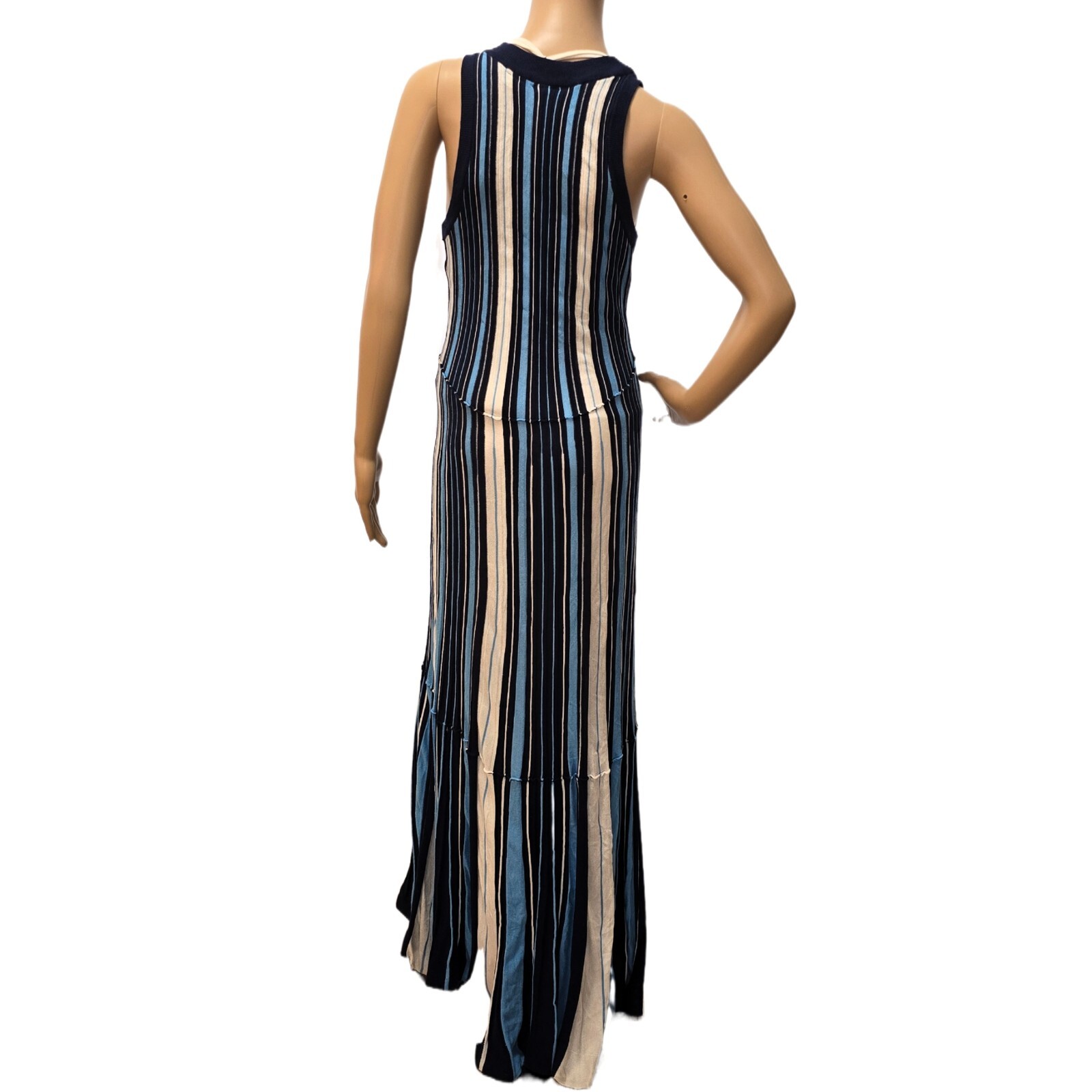 Anthropologie Maeve Lisanne Sweater Maxi Dress – Size S, Blue and White Striped