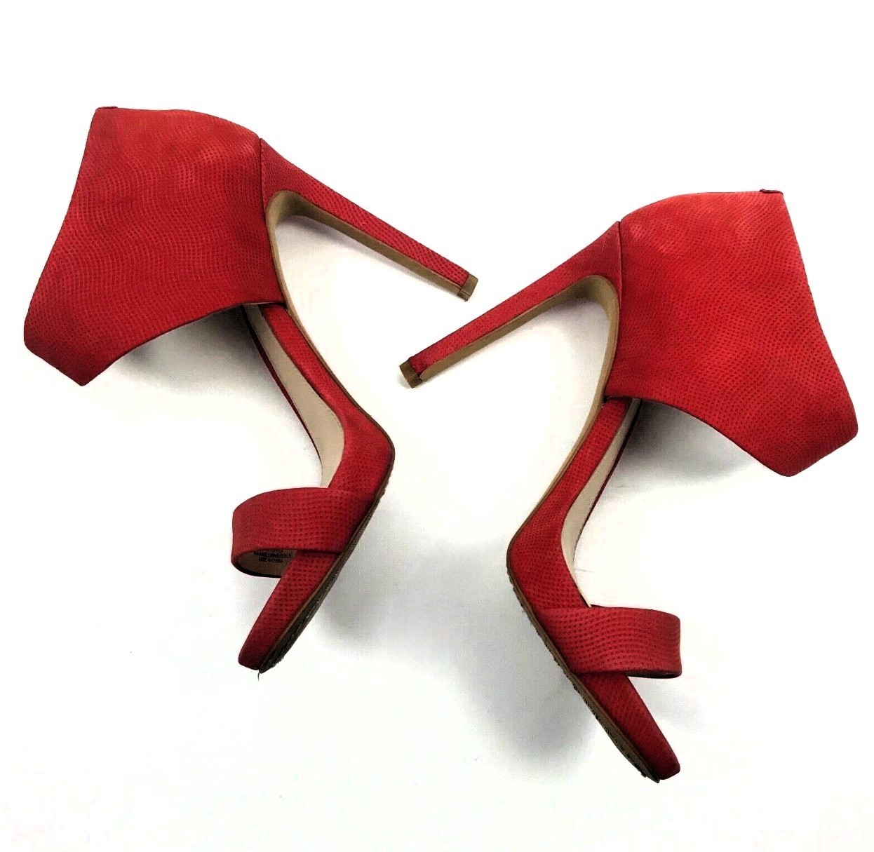 Vince Camuto Red Faux Suede Ankle Cuff Stiletto Heels – US 7.5 M