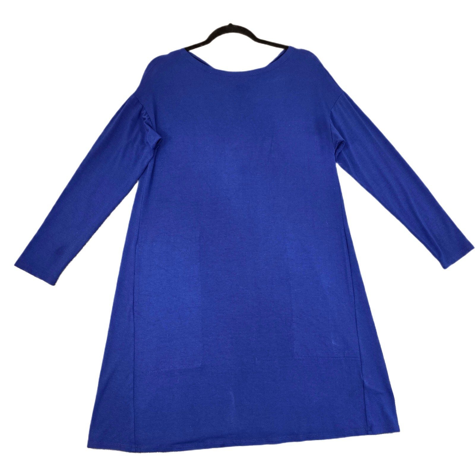 Eileen Fisher Bateau Neck Twist Back Shift Dress - Indigo Blue, M Petite