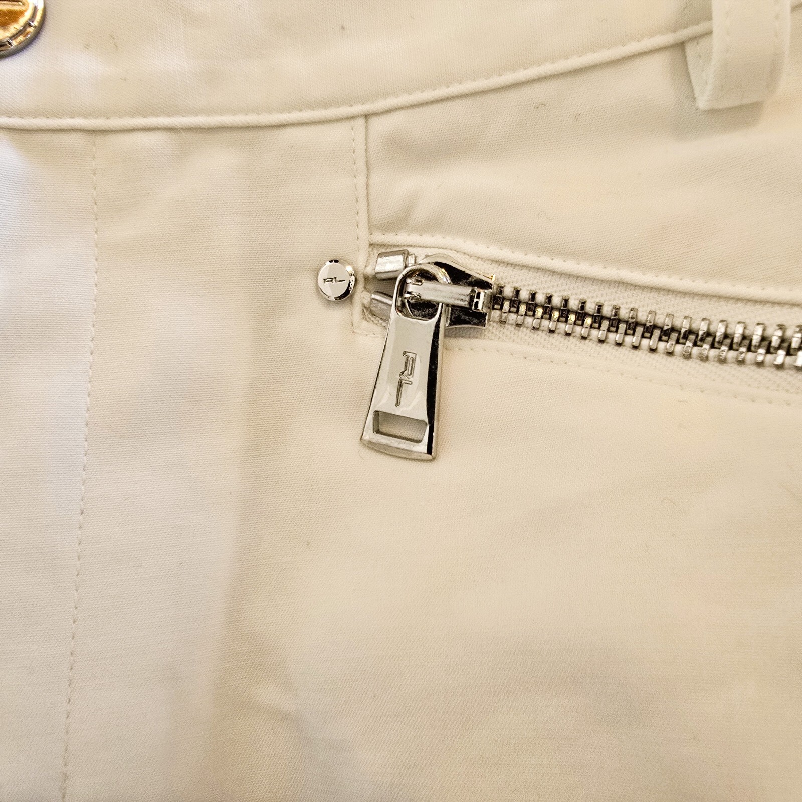Ralph Lauren Black Label Skirt Womens SZ 6 White Cotton Pencil Flap Pockets