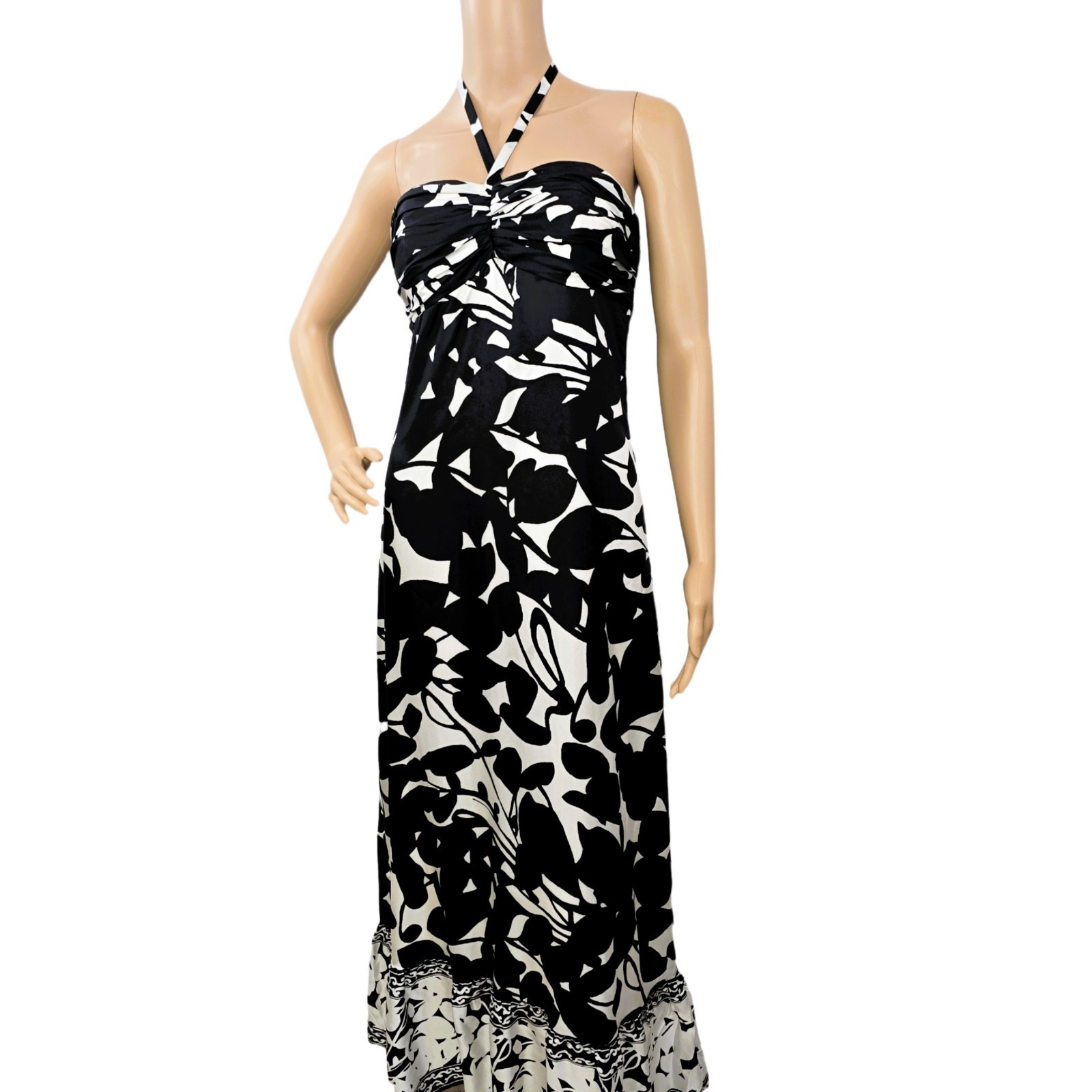 White House Black Market NWT Maxi Dress Size 2 Halter Sleeveless Floral