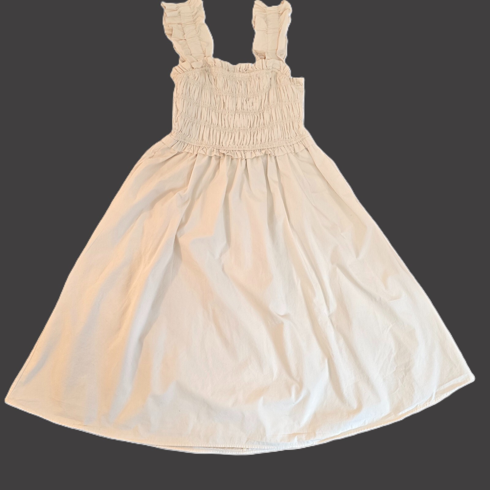 English Factory Women's Ruffled Shoulder Straps Midi Dress | Beige | Size S