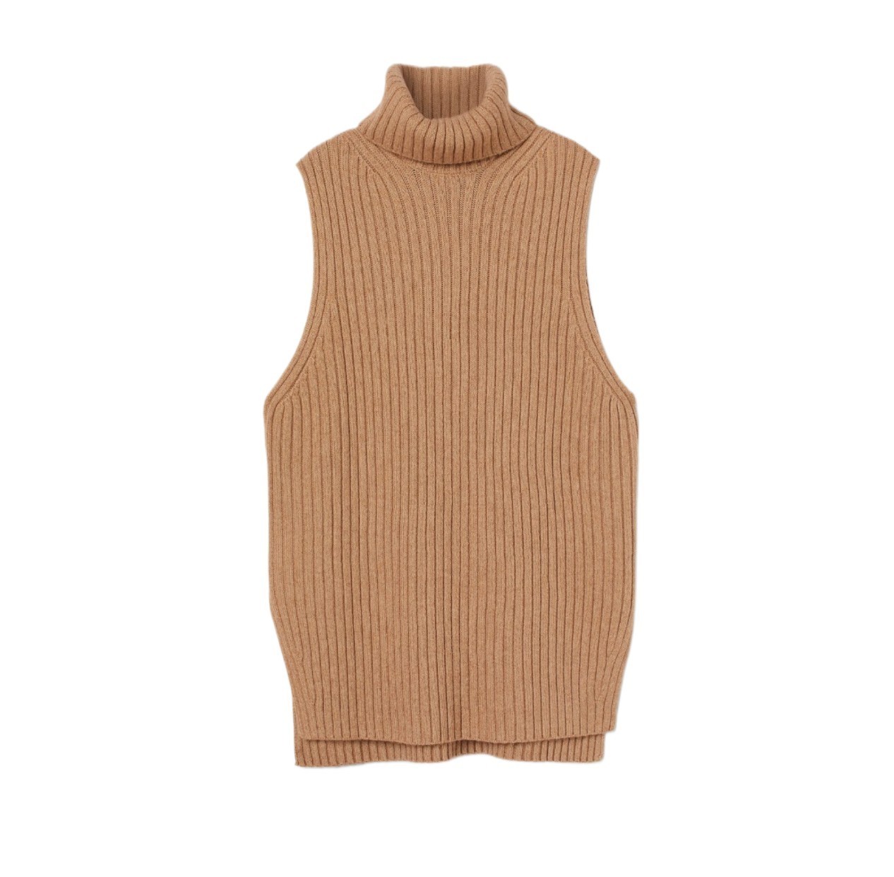 H&M Women’s Chunky Wool Blend Turtleneck Sweater Vest Tan Size S