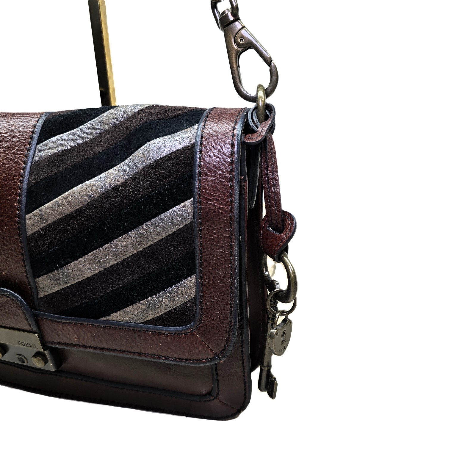Fossil Vintage Genuine Leather & Suede Purse – Brown – Excellent Condition