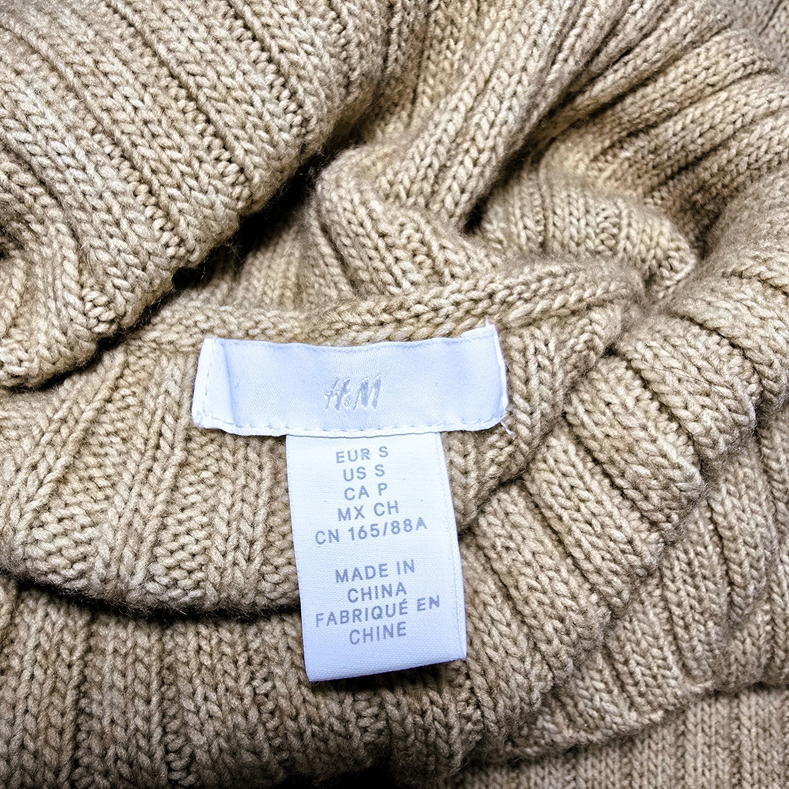 H&M Women’s Chunky Wool Blend Turtleneck Sweater Vest Tan Size S