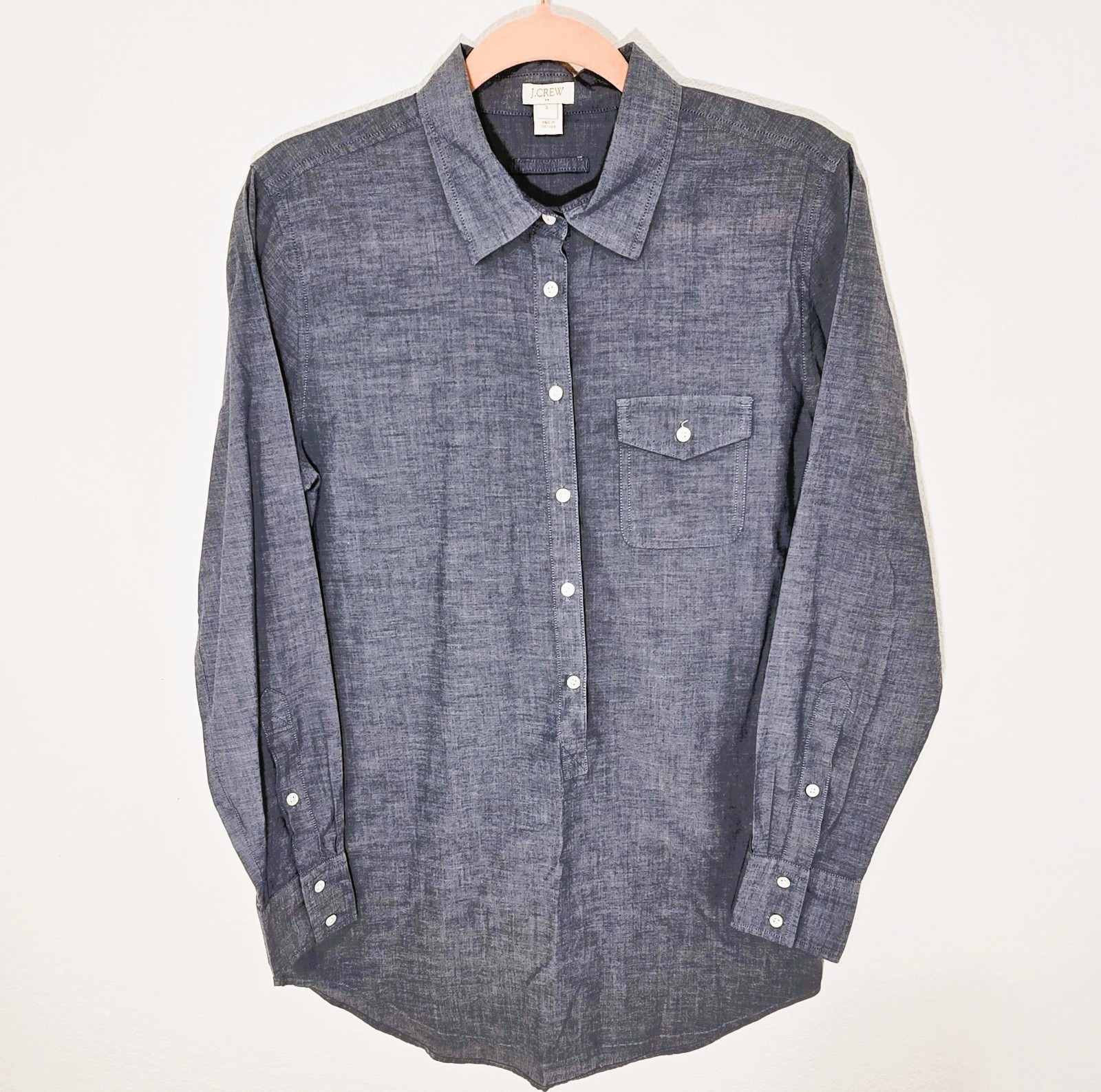 J.Crew Factory Chambray Tunic Top Women’s Size S Light Blue Cotton