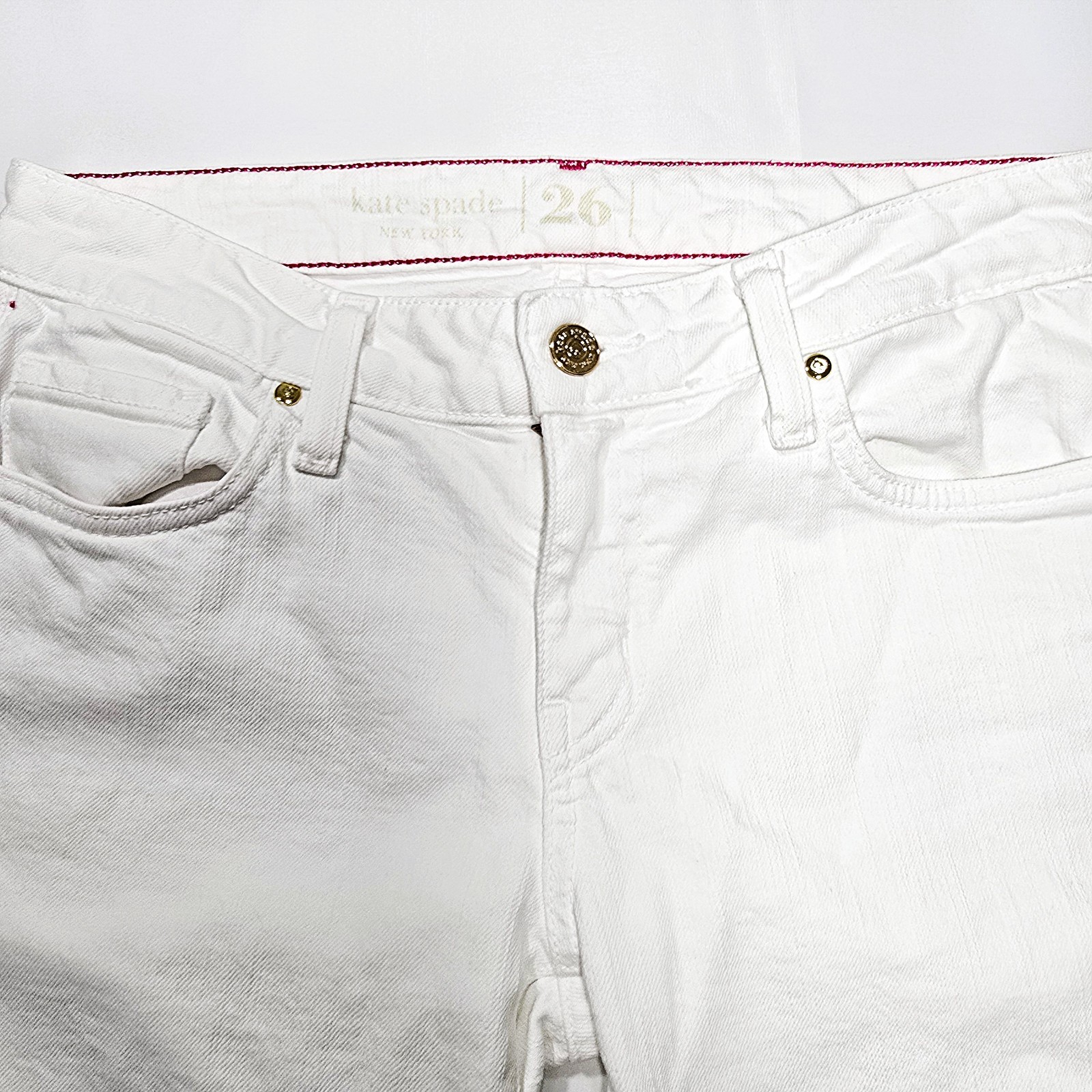 Kate Spade Broome Street Women’s White Capri Jeans Size 26 Slim Fit Stretch