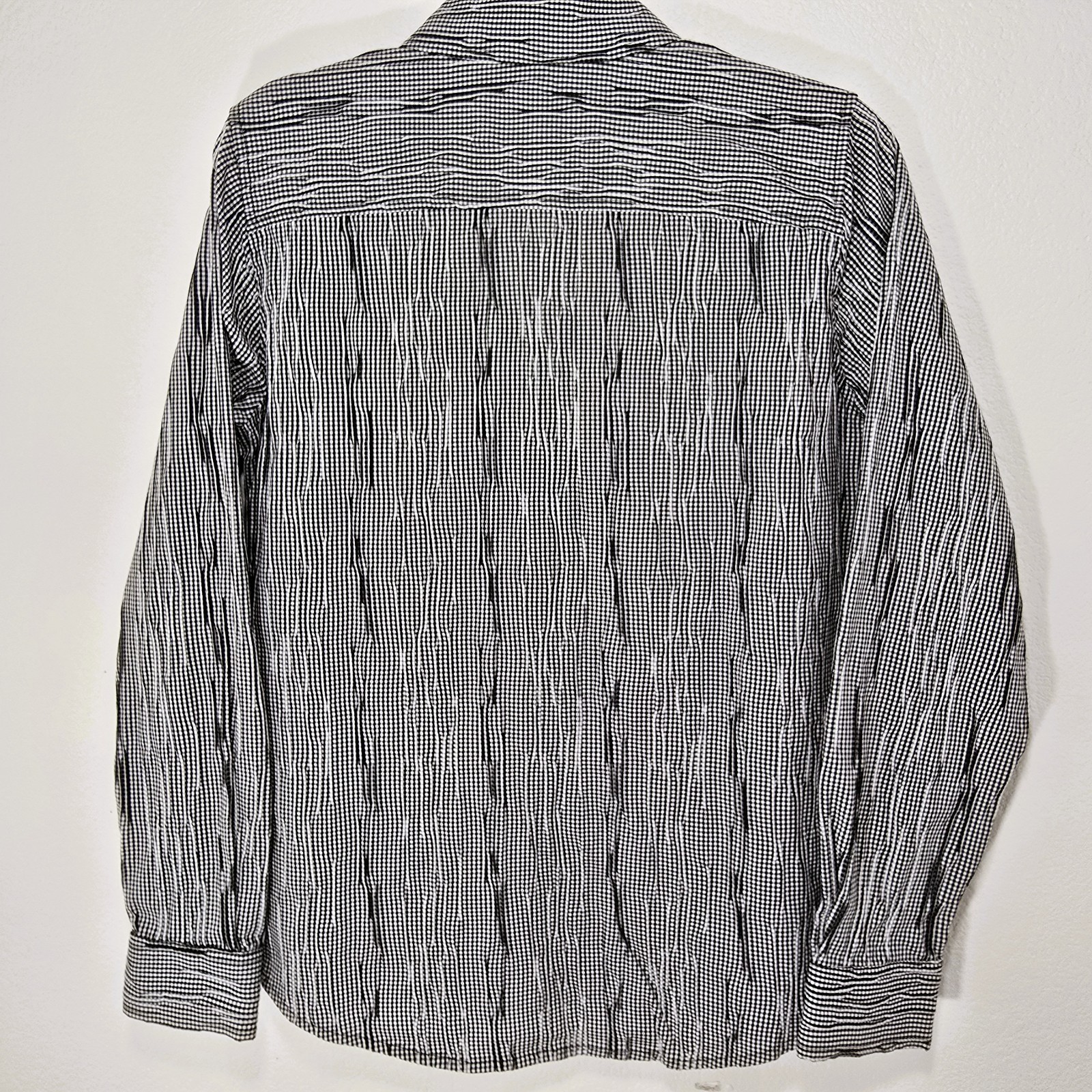 Foxcroft Women's Textured Gingham Stretch Shirt Black & White Size 8