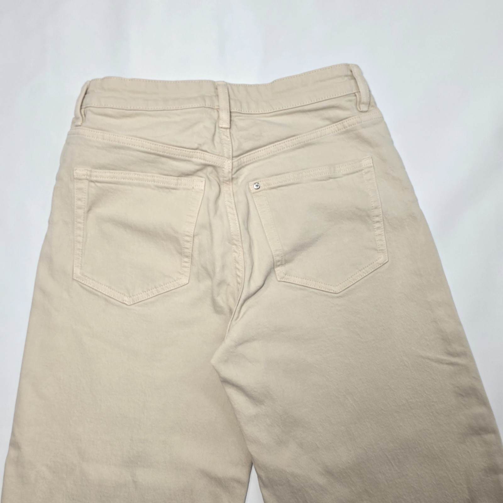 H&M Denim High Rise Wide Leg Cropped Jeans Cream Women’s Size 6