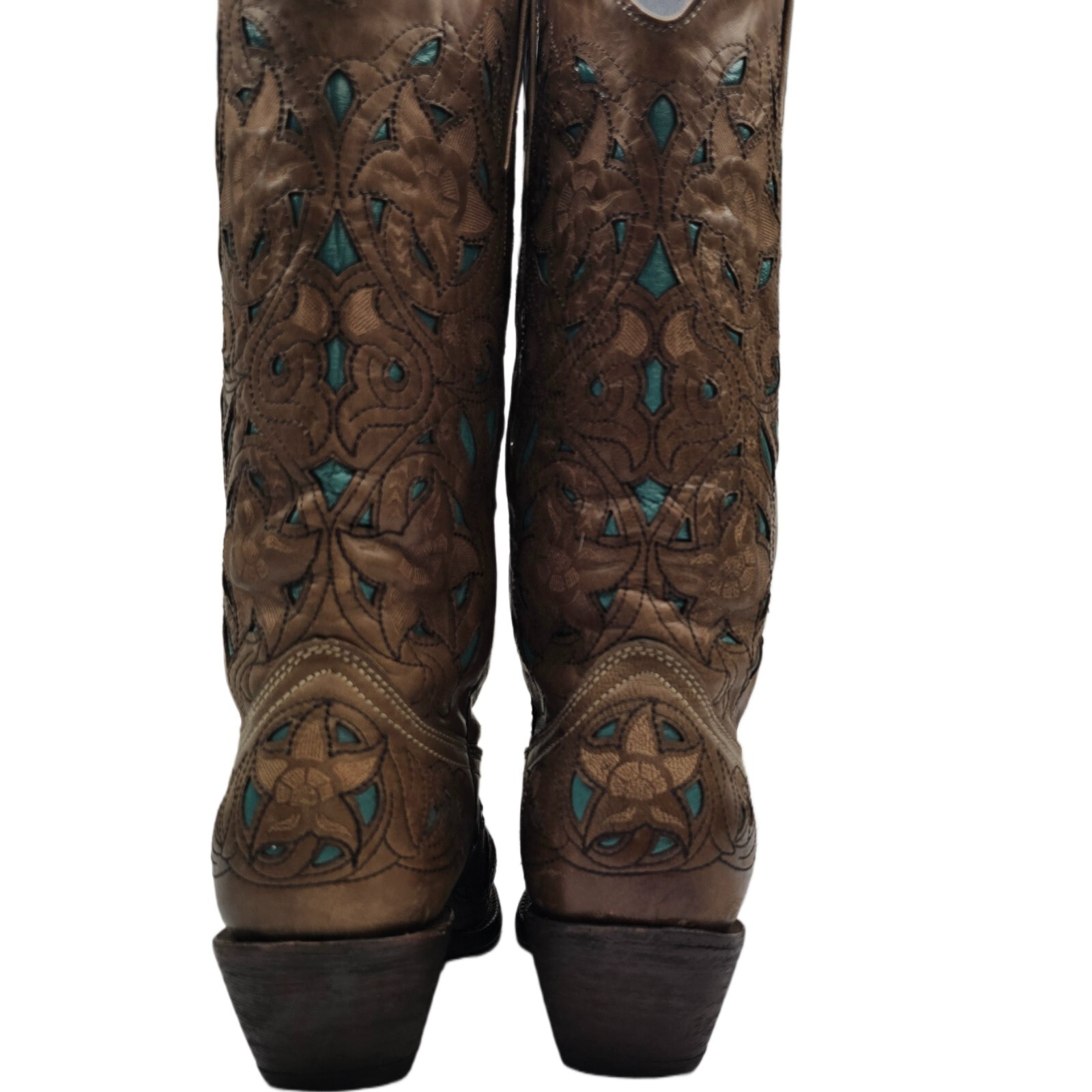Corral Women’s Western Cowboy Boots Brown Turquoise Leather Size 7M