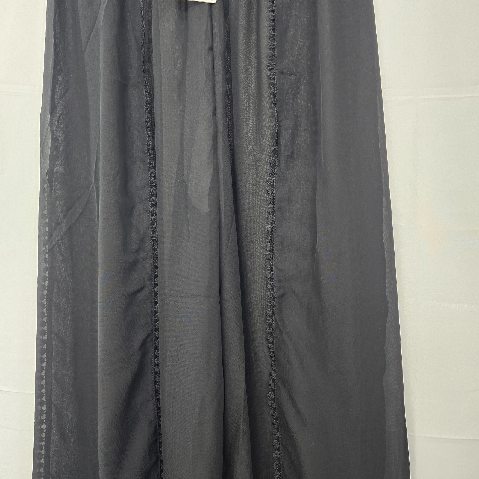 Bon Voyage NWT M Black Chiffon Sheer Swim Cover-Up Pants Pull-On Resort Wear