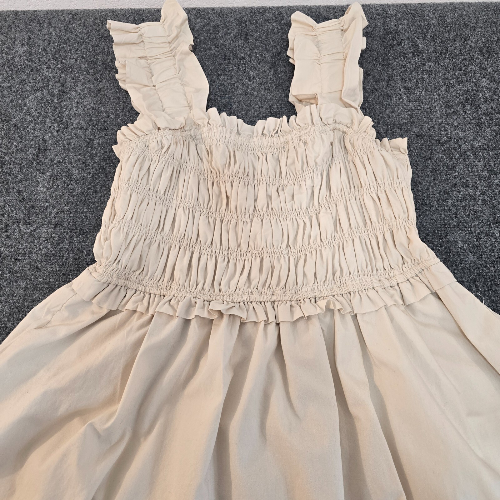 English Factory Women's Ruffled Shoulder Straps Midi Dress | Beige | Size S