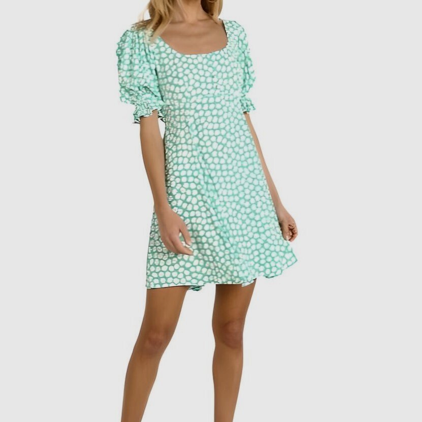 NWT Faithfull the Brand La Barben Mini Dress Cora Floral, Green, Size 6