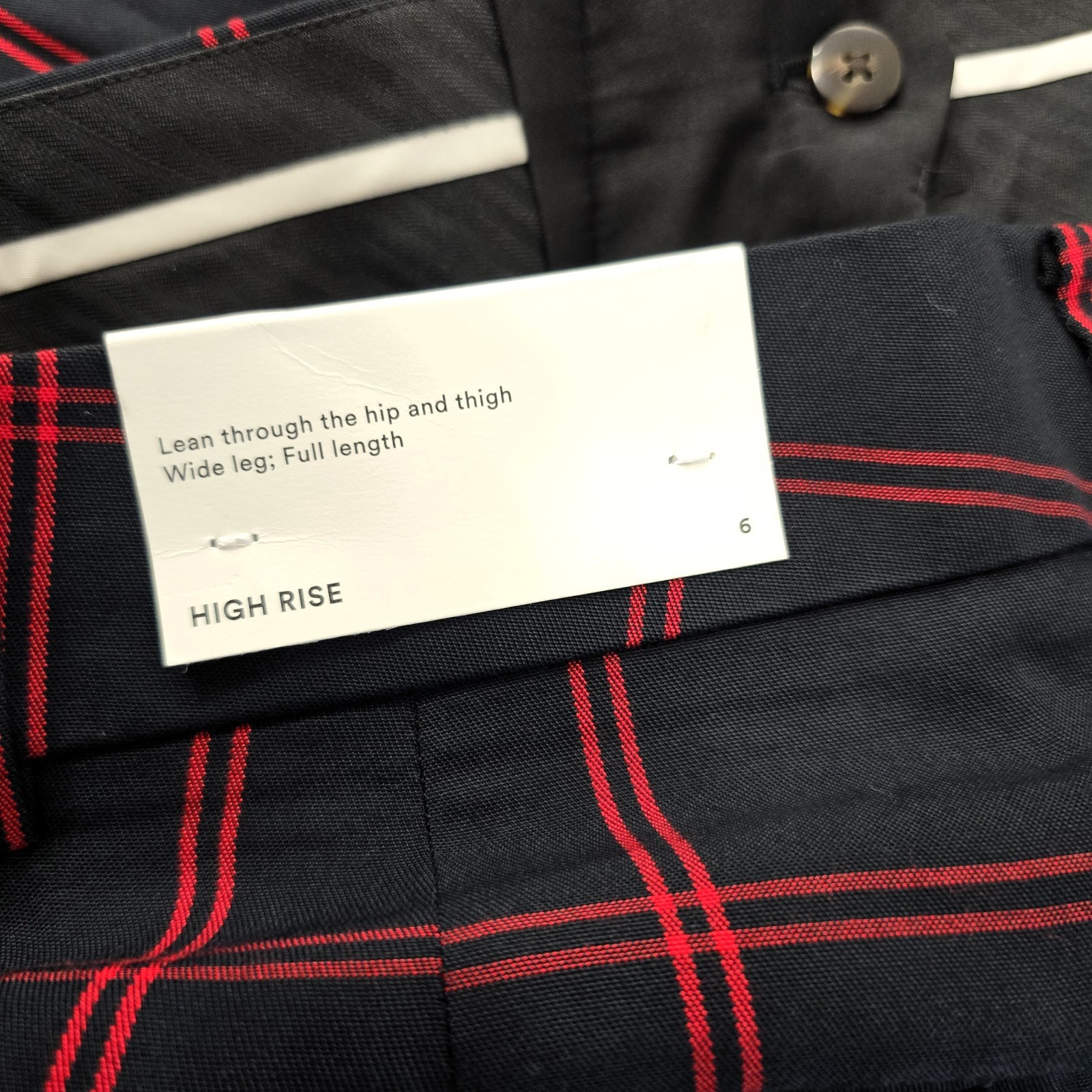 Ann Taylor NWT Sz 6 High Waist Wide Leg Plaid Pants Black Red Classic