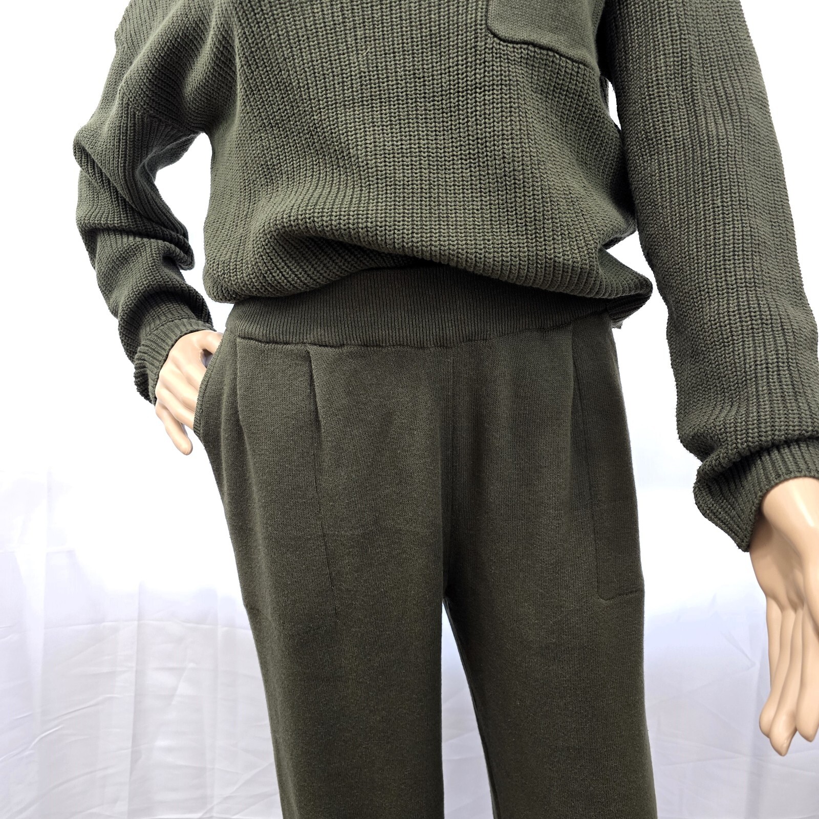 PrettyGarden Women's 2 Piece Sweater Set, Army Green, Size S