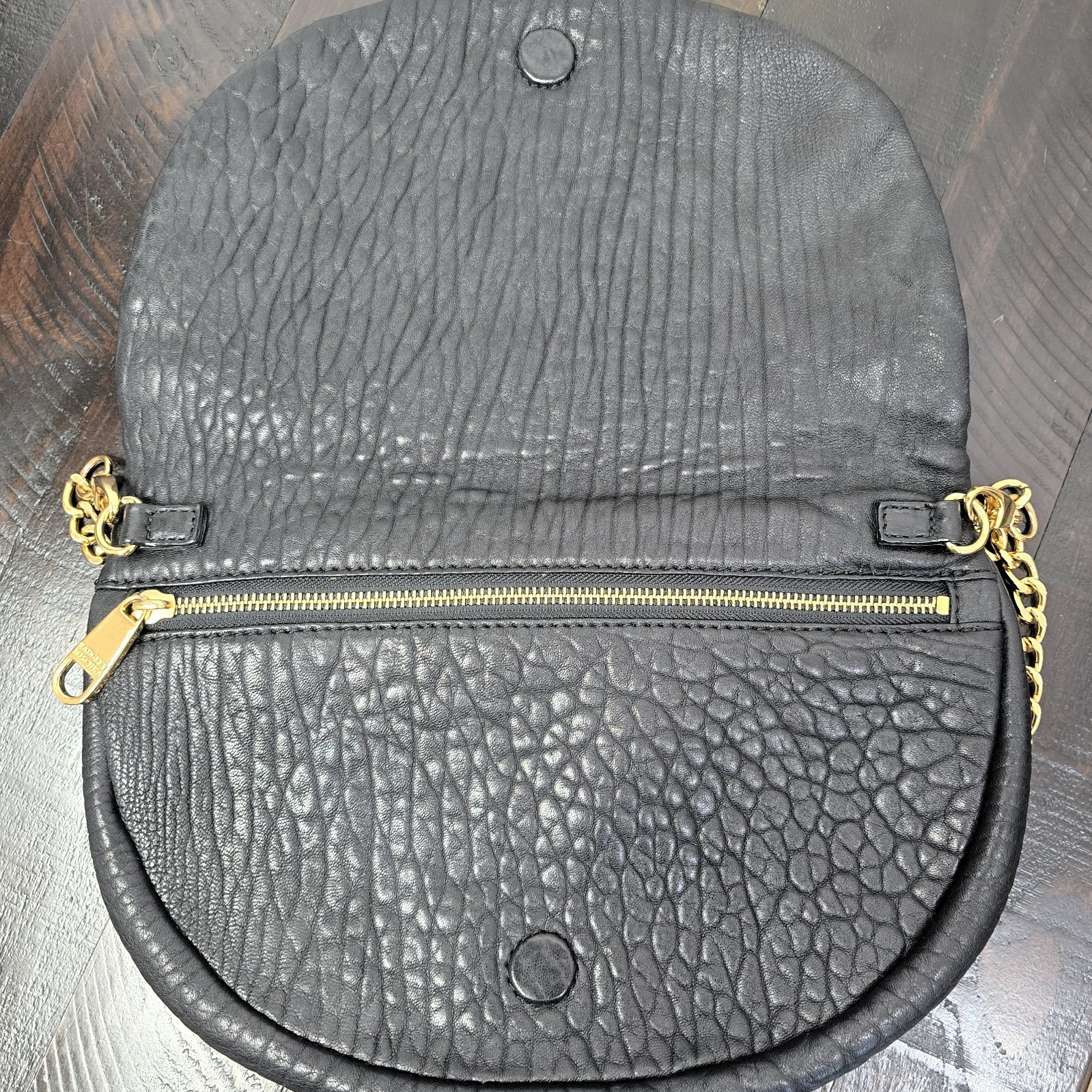 Badgley Mischka Black Leather Studded Crossbody Bag Chain Strap - Used