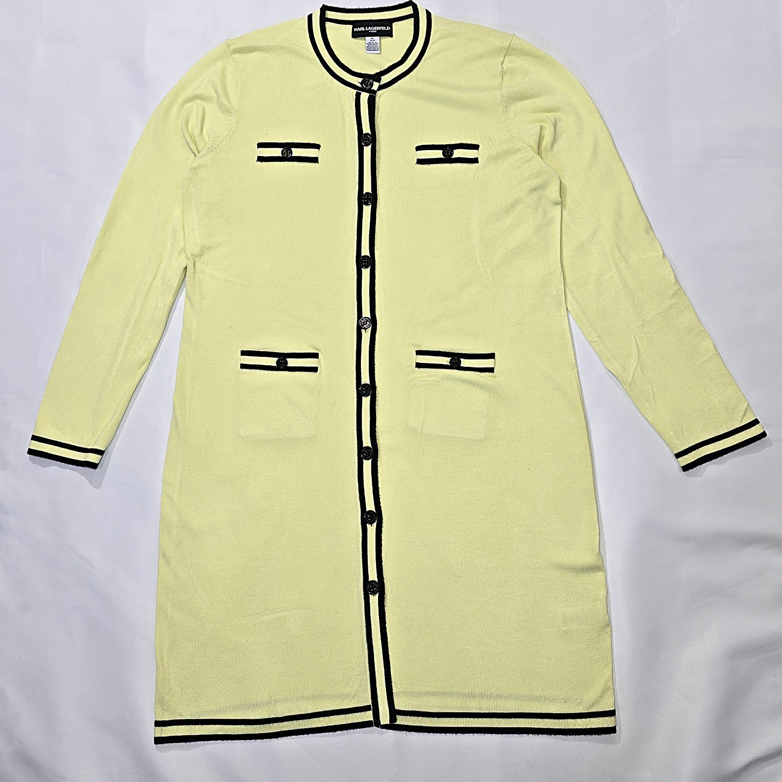 Karl Lagerfeld Paris Sweater Day Dress Long Sleeve Green Black M