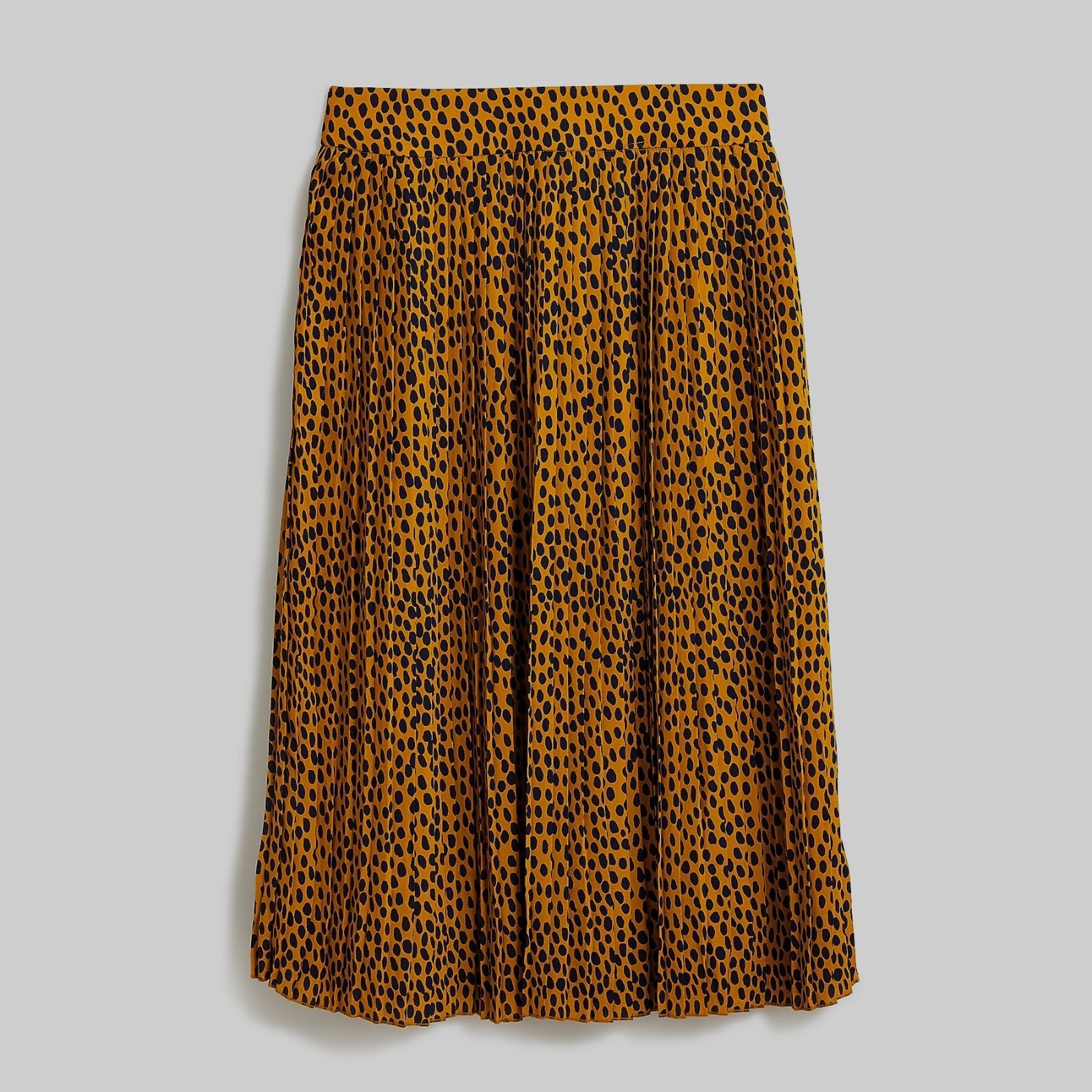 J.Crew pleated midi skirt in leopard print, labeled Women’s Size 4P.