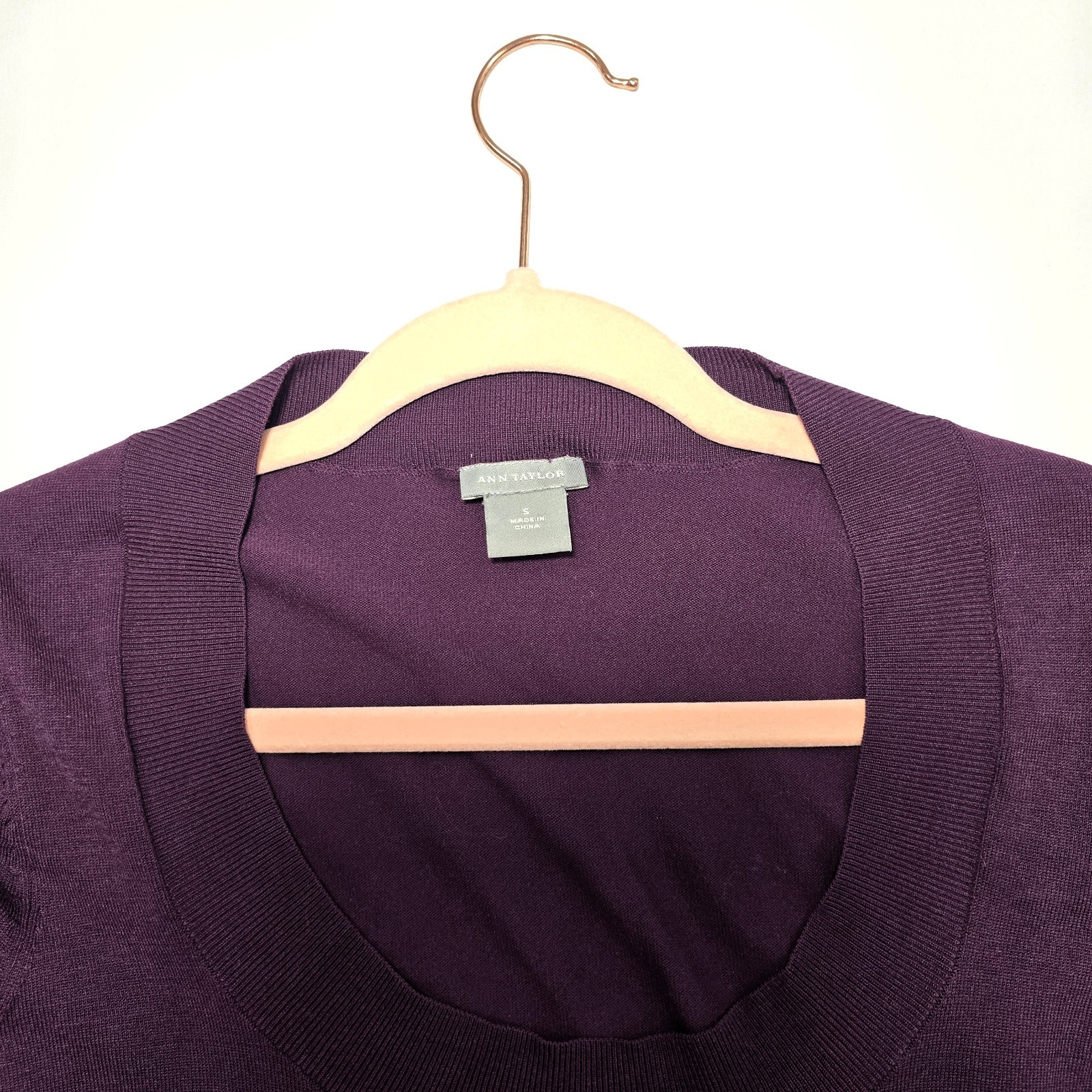 Ann Taylor Women’s Plum Sweater Belted Scoop Neck 3/4 Sleeve Size S