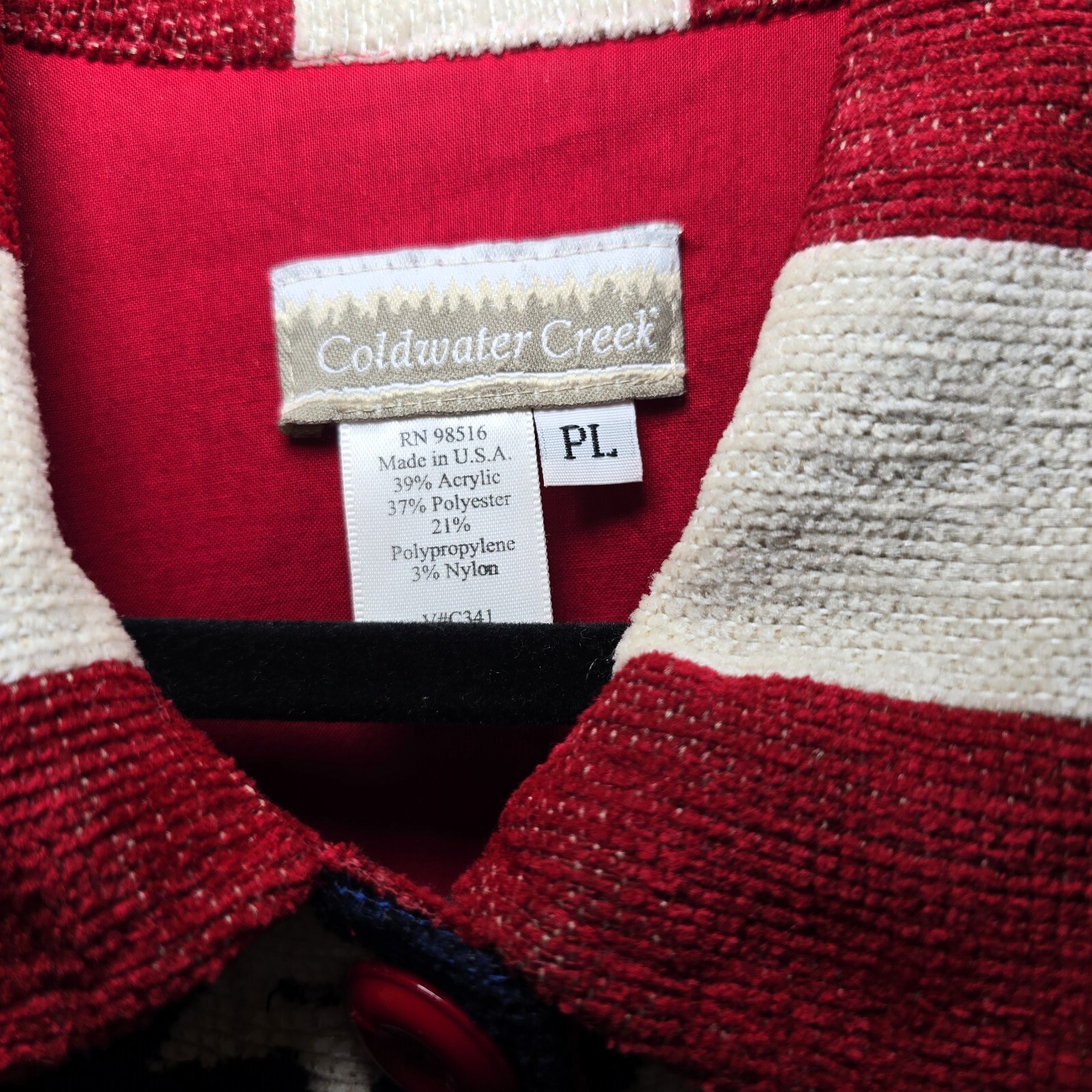 Coldwater Creek Women's Textured Button Down Jacket PL – Patriotic American Flag