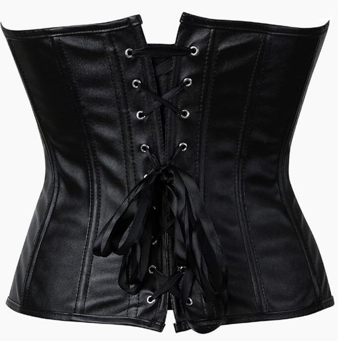 Steampunk-Inspired Faux Leather Corset Top, Size S – Stylish and Versatile