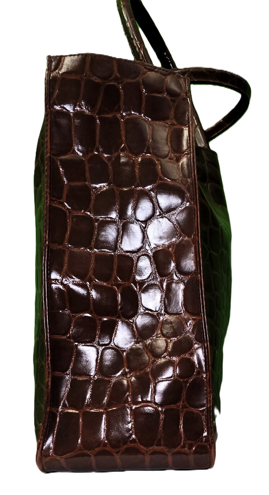 RALPH LAUREN SARAFI Brown Embossed PVC Large Tote Bag 15X13.