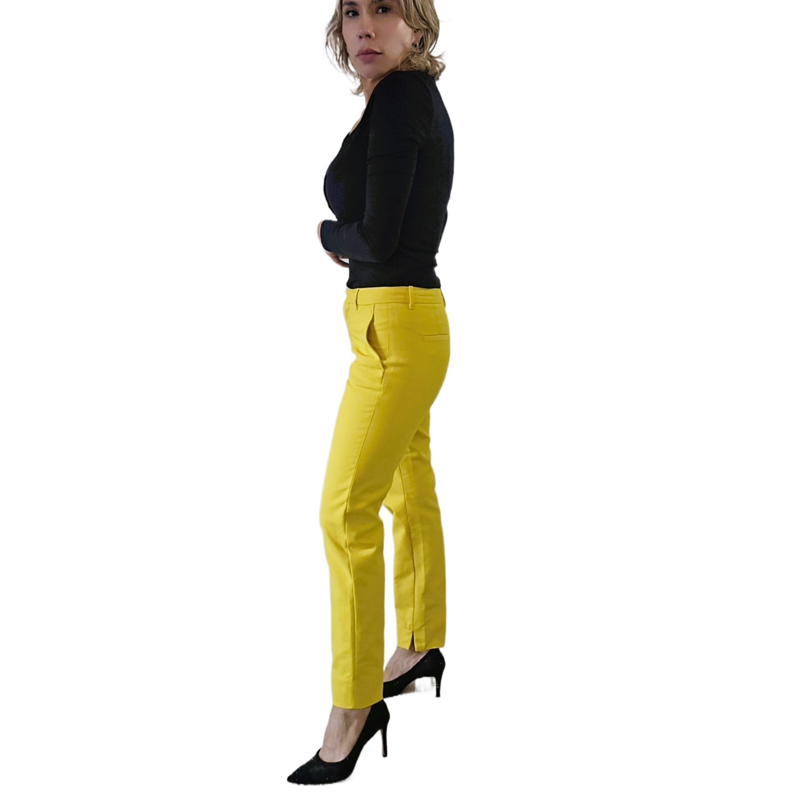 Zara Women's Vibrant Yellow Ankle Skinny Pants – Chino Fit | Size 4