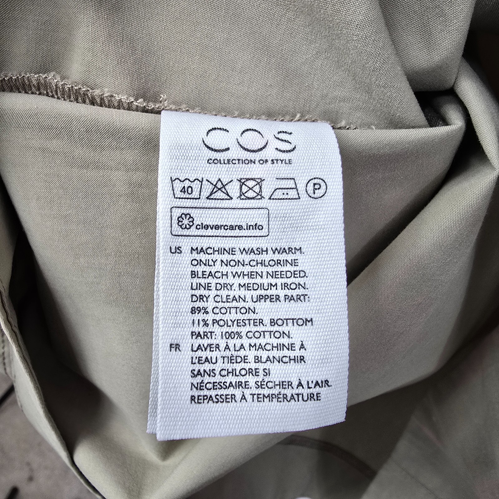 COS Contrast Wrap Dress Khaki Size L – Organic Fabric, Midi Workwear