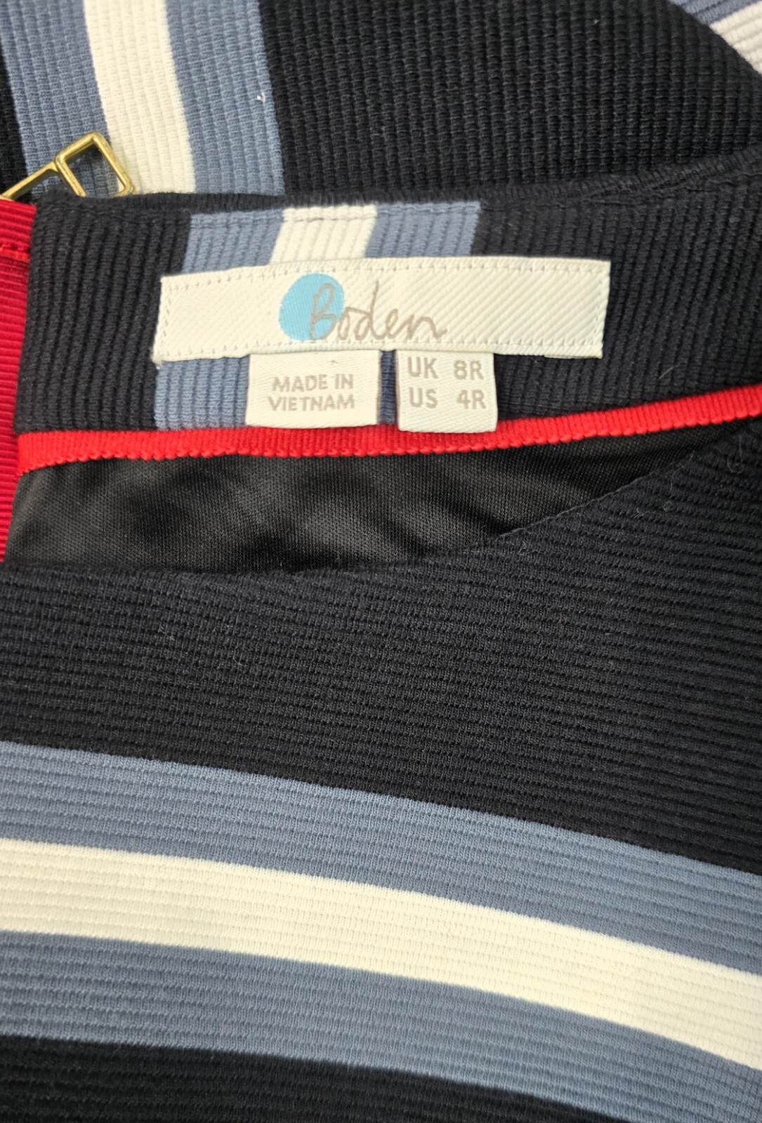 Boden Dress Women’s Size 4 - Black Stripe, Fit & Flare, Midi, with Pockets!