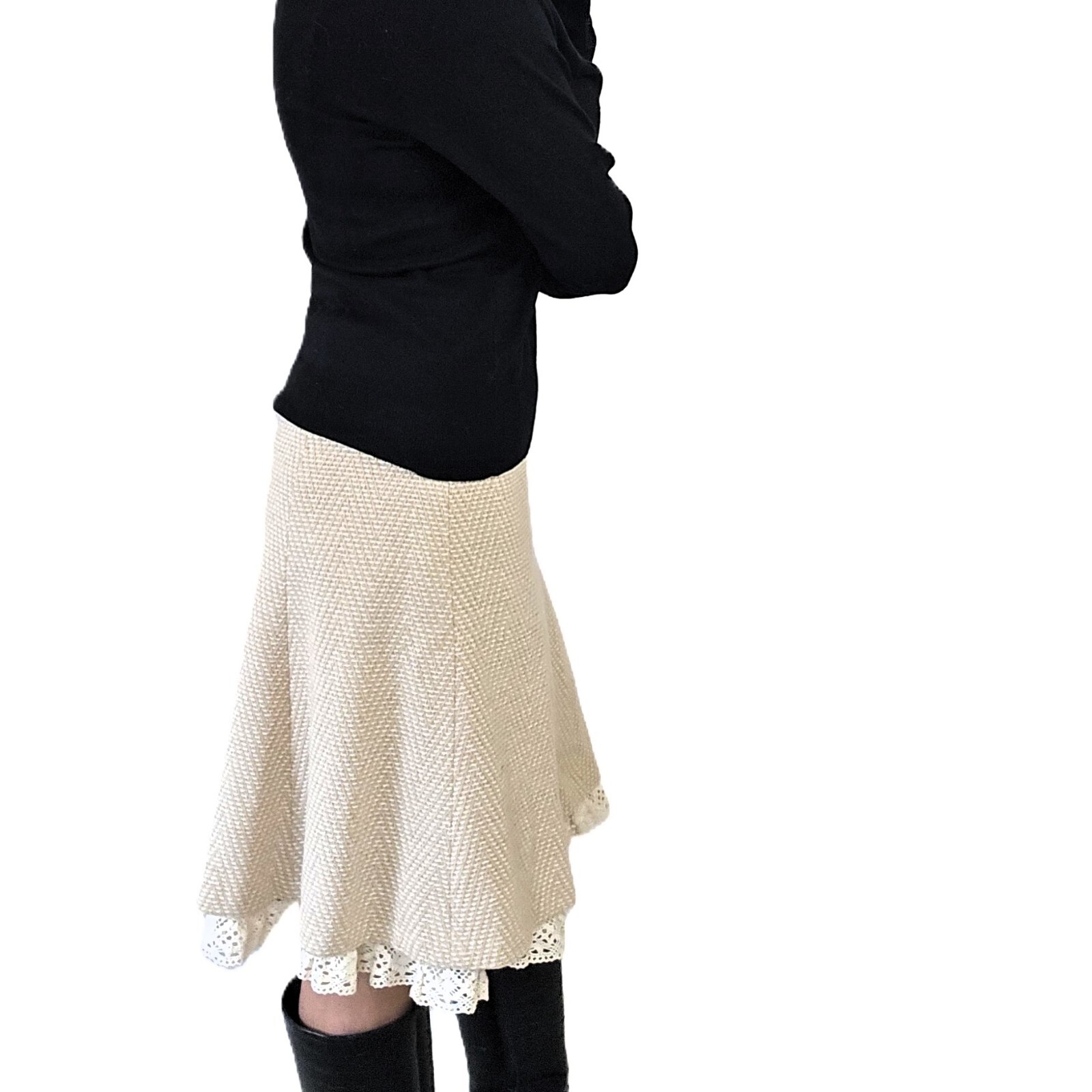 ANN TAYLOR LOFT Women's Wool Skirt – Size 2, Tan (Khaki)