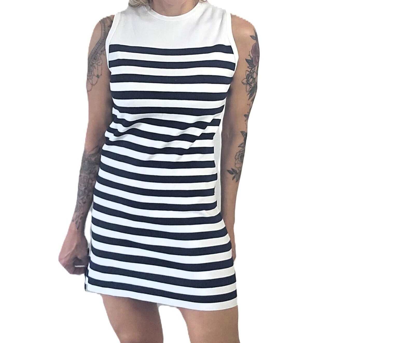 ZARA Women’s Mini Dress - Striped Black & White, Size S