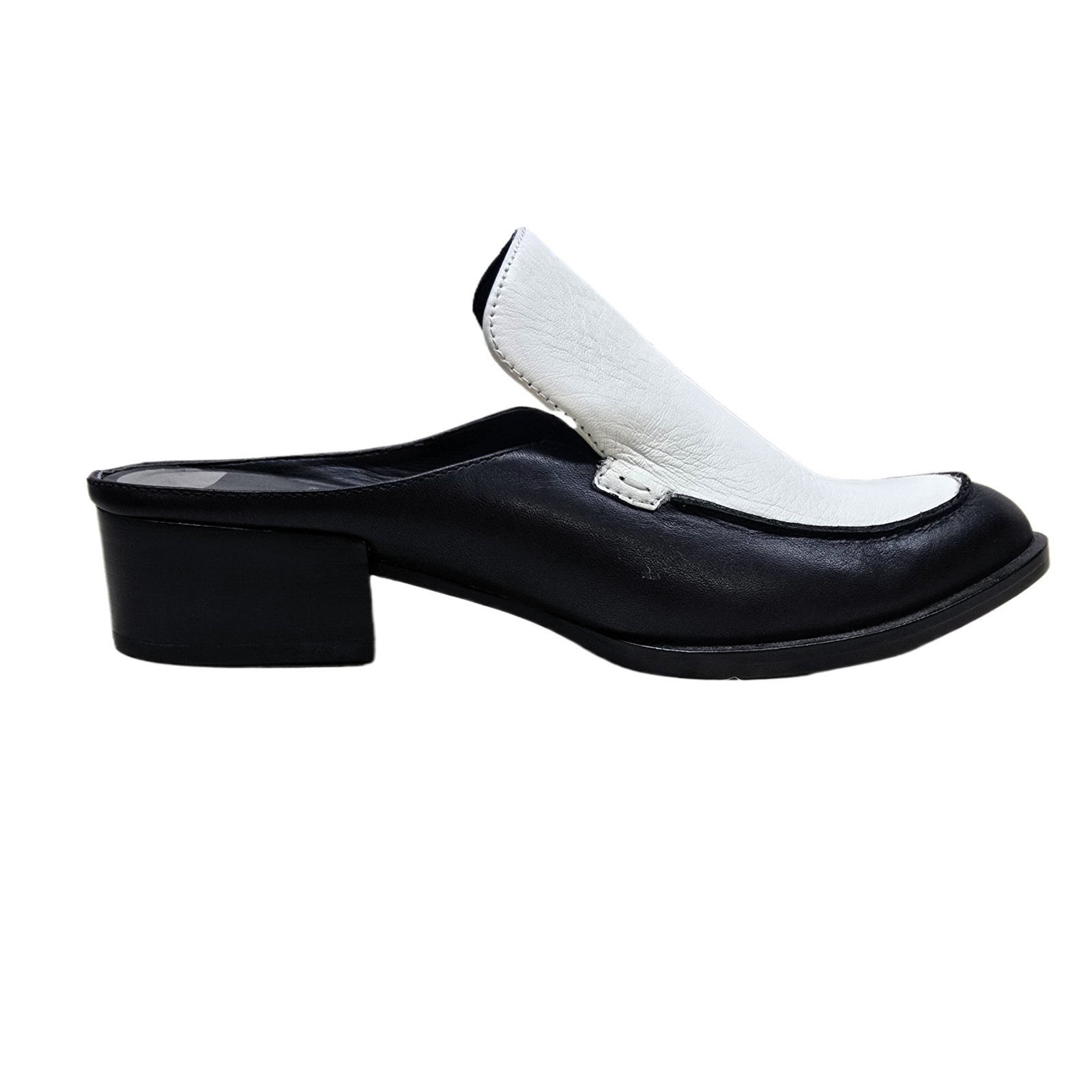 Dolce Vita Hackett Black & White Block Heel Loafer Mule – US Size 8