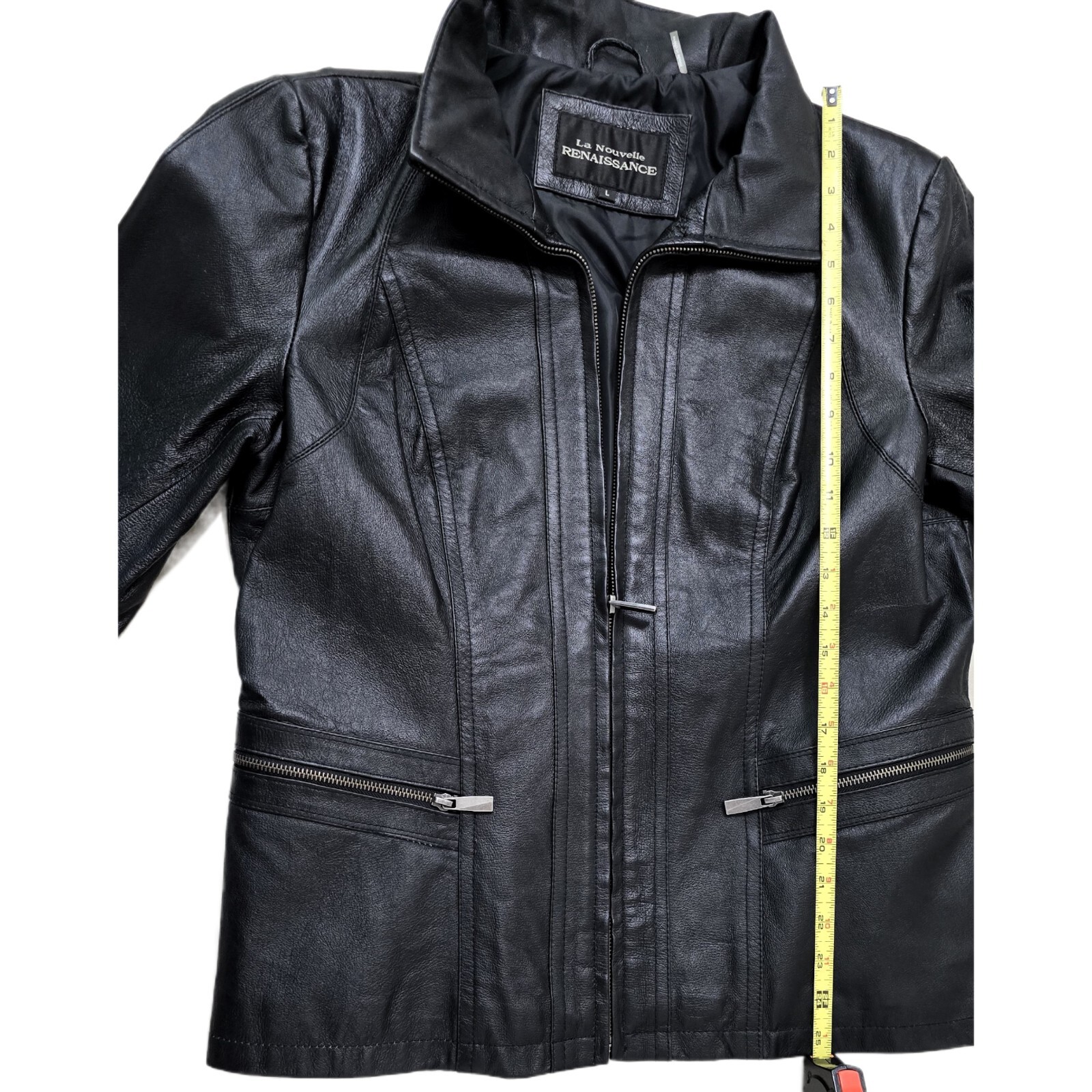 LA NOUVELLE RENAISSANCE Full Zip Genuine Leather Jacket Women's - Size L