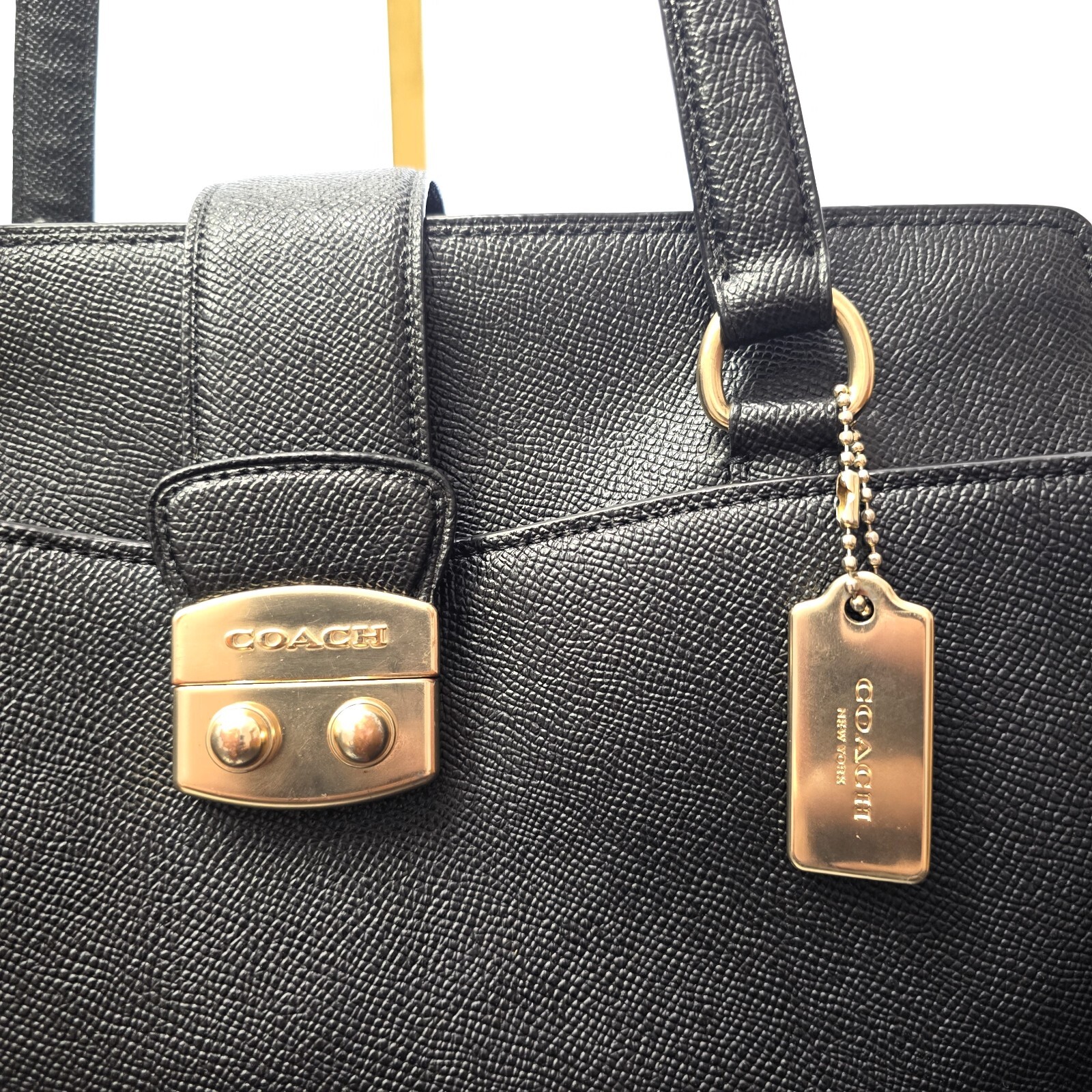 Coach Avary Carryall in Black Crossgrain Leather with Gold-Tone Hardware