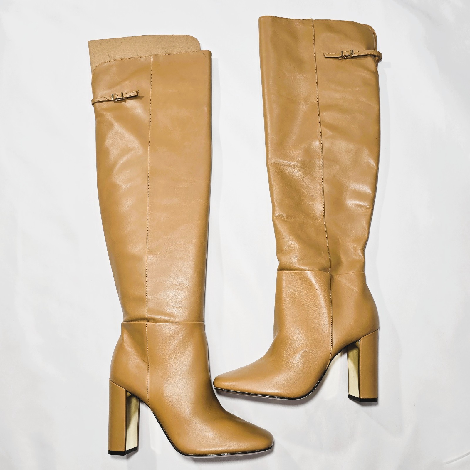 SCHUTZ Austine Women’s Over-the-Knee Leather Boot Tan Size 9B NEW