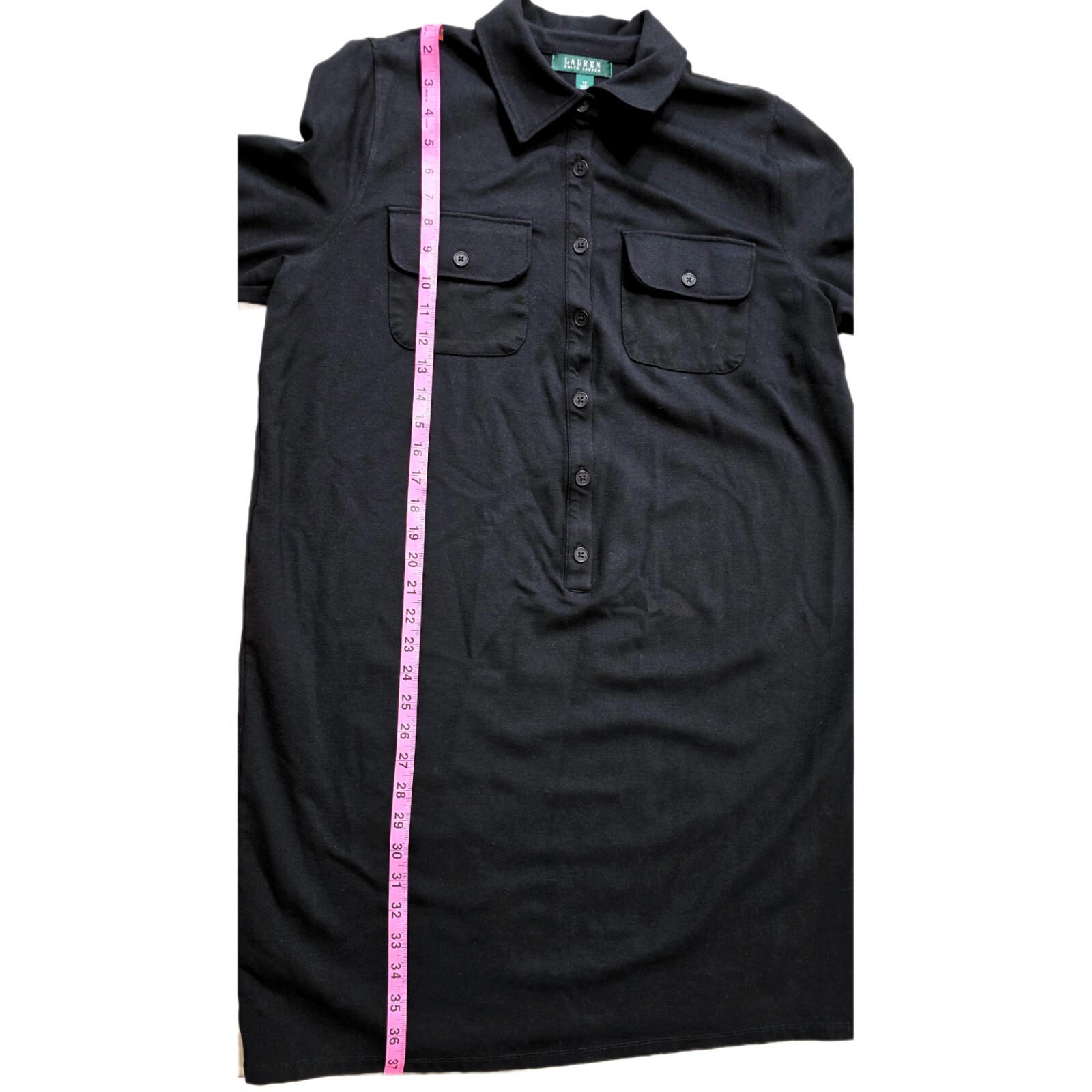 Lauren Ralph Lauren Women’s Black Long Sleeve Collared Dress, Size 1X.